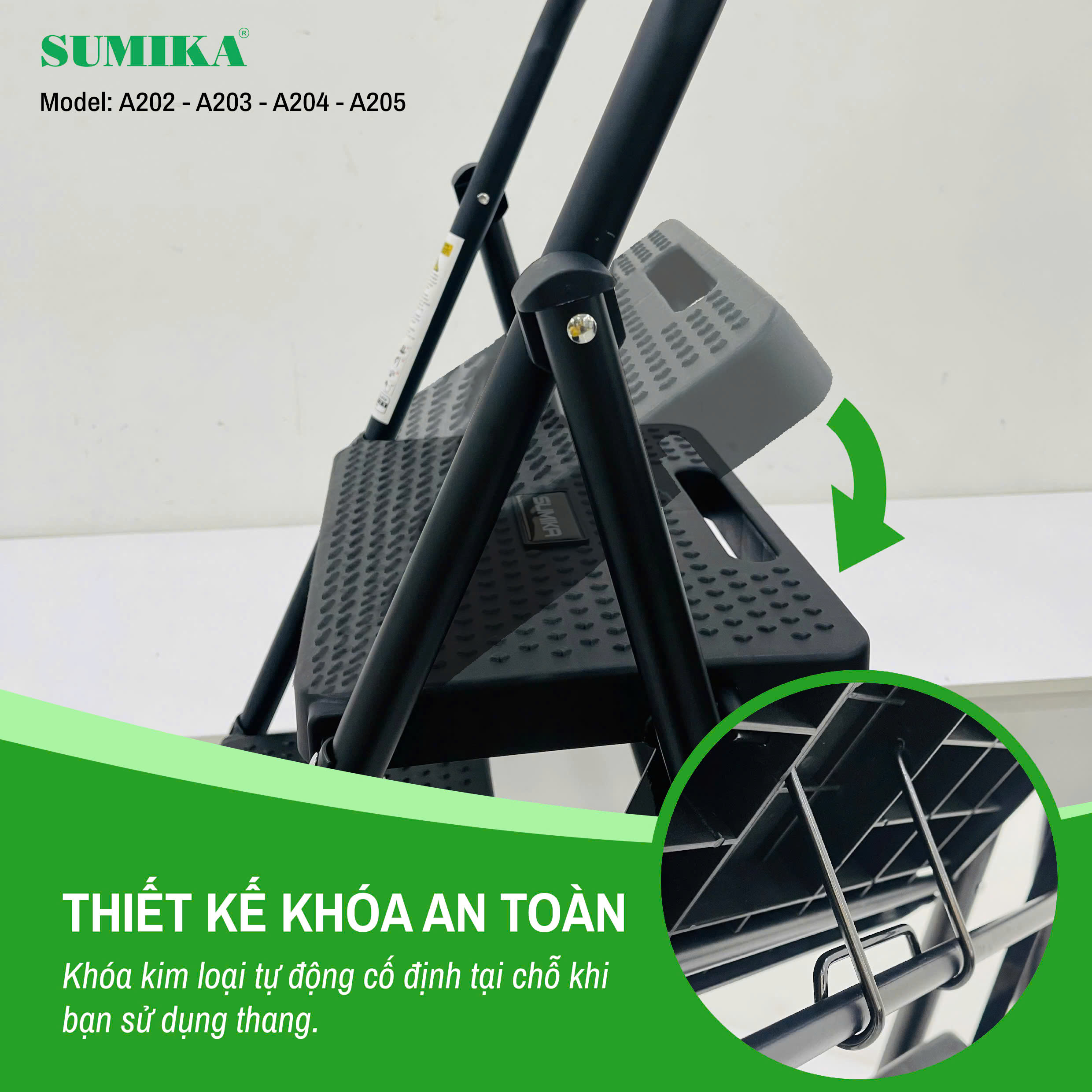 Thang Ghế 5 Bậc SUMIKA A205 - Thép Carbon, Tải Trọng 150kg, Chuẩn EN131