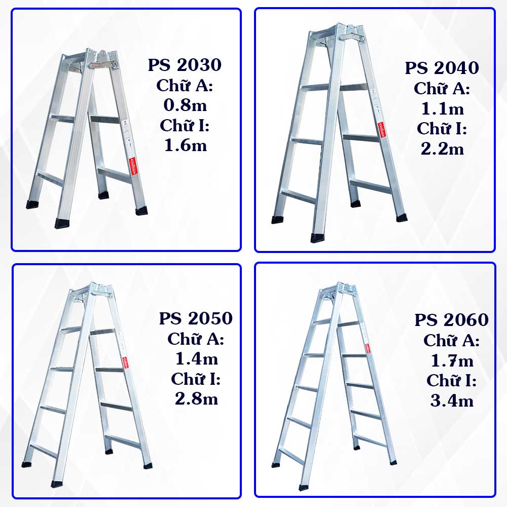 Thang Nhôm Chữ A Cao 1m7 6 Bậc Poongsan PS-2060, Chính Hãng Nhập Khẩu Hàn Quốc PS 2060