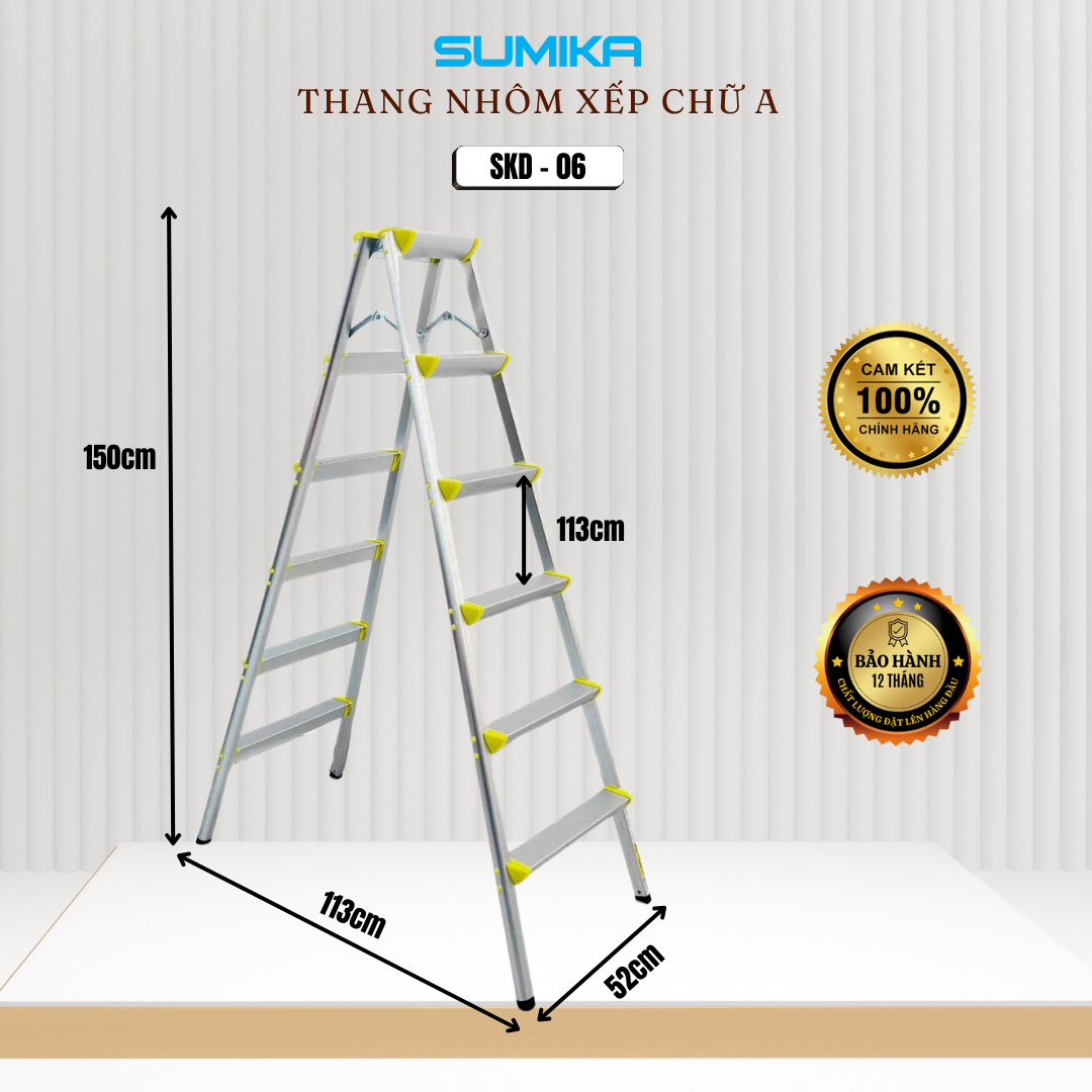 Thang Nh&ocirc;m Dạng Bậc Ghế SUMIKA SKD06 - Gấp Gọn, Bậc Rộng 17cm