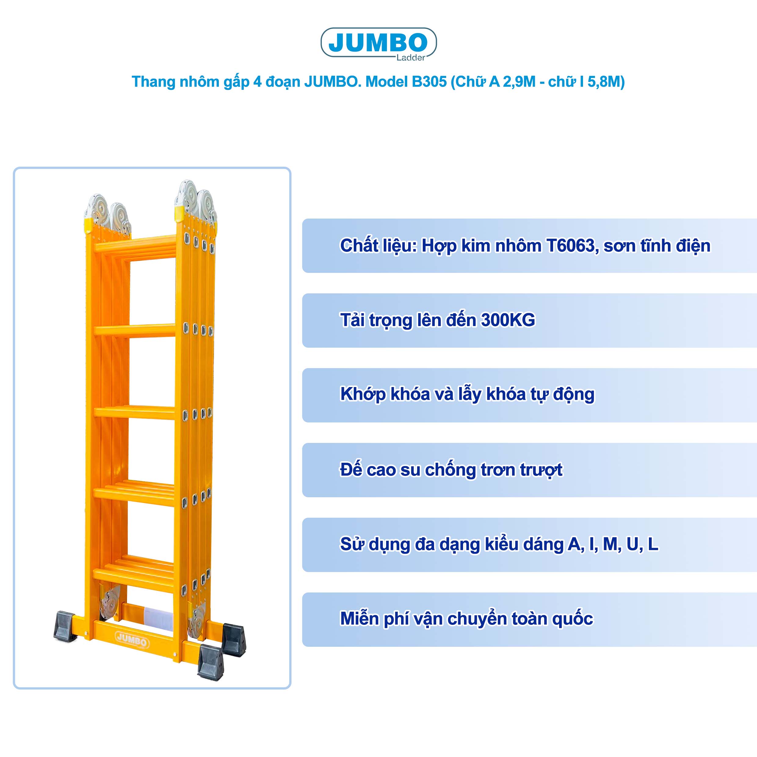 Thang Nh&ocirc;m Gấp 4 đoạn JUMBO B305