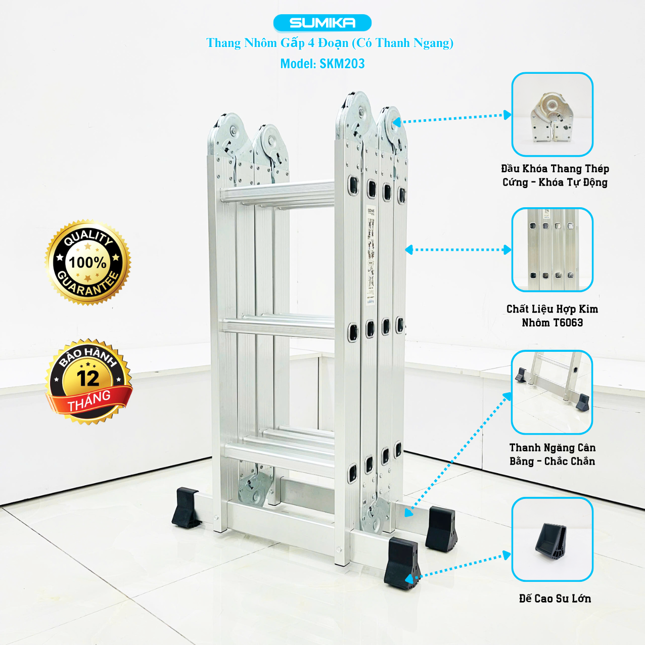 Thang Nh&ocirc;m Gấp 4 đoạn SUMIKA SKM203 - Chữ A 1.7m