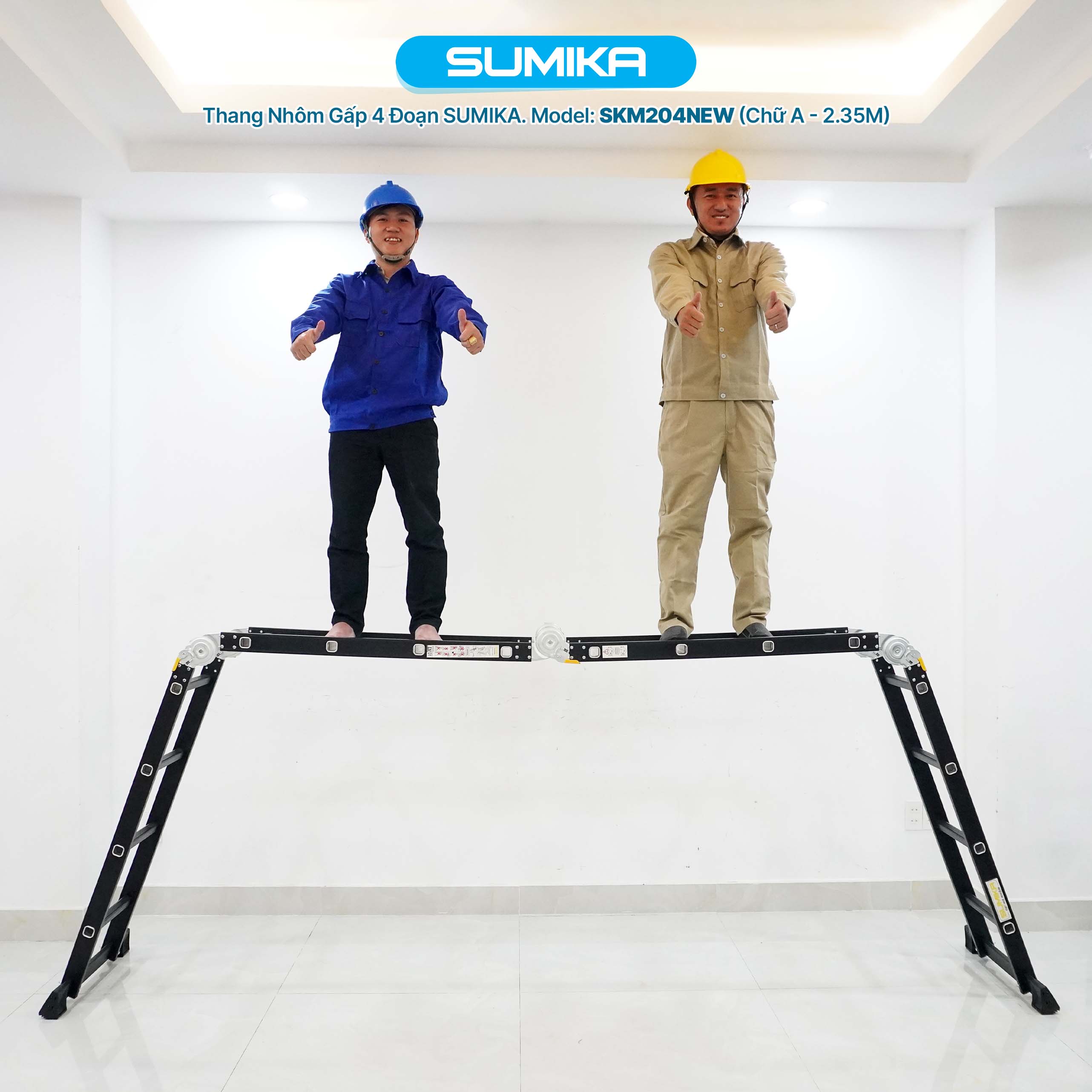 Thang nhôm gấp 4 đoạn Sumika SKM204 NEW, chữ A cao 2.26m 7