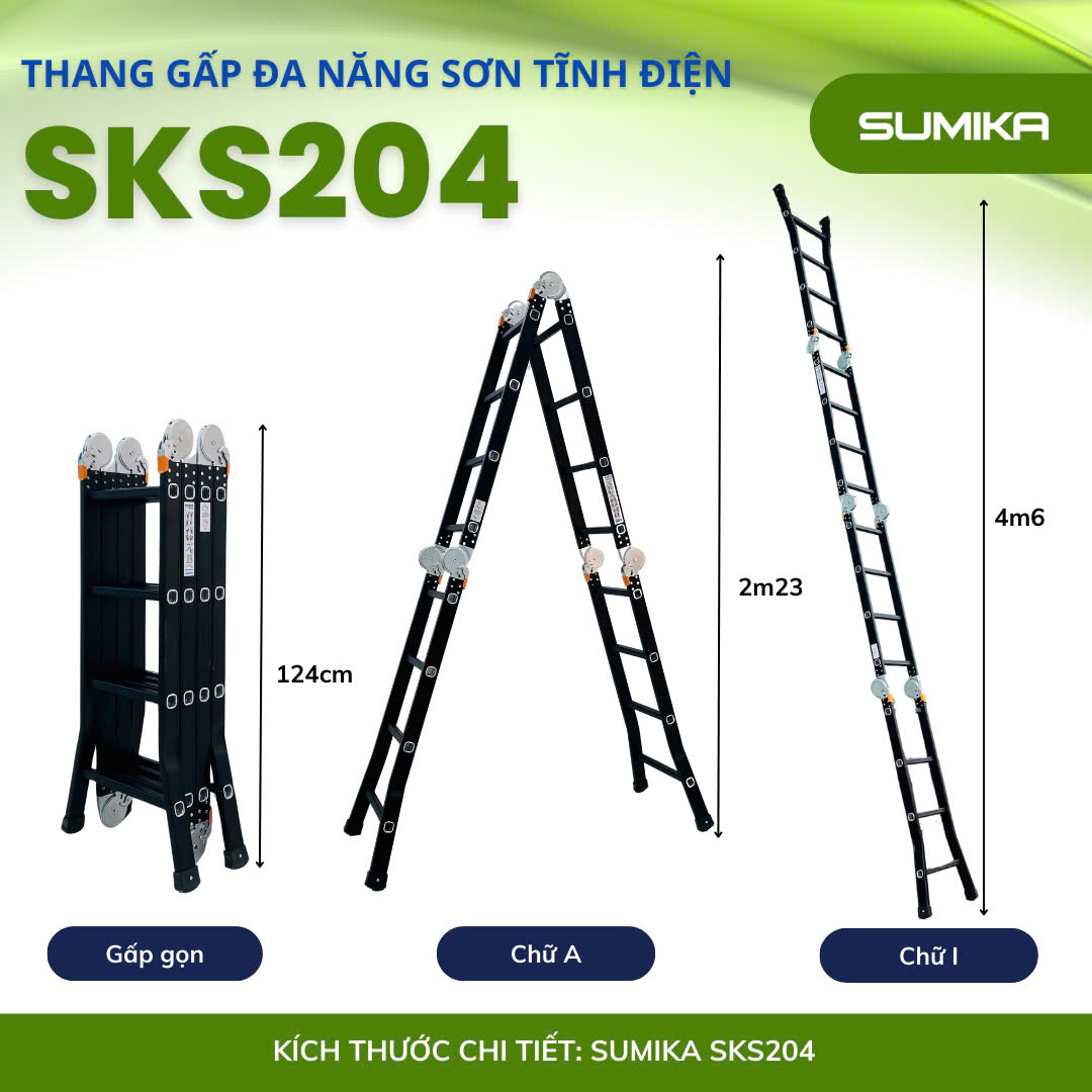Thang Nh&ocirc;m Gấp 4 đoạn SUMIKA SKS204 - Chữ A 2.35m