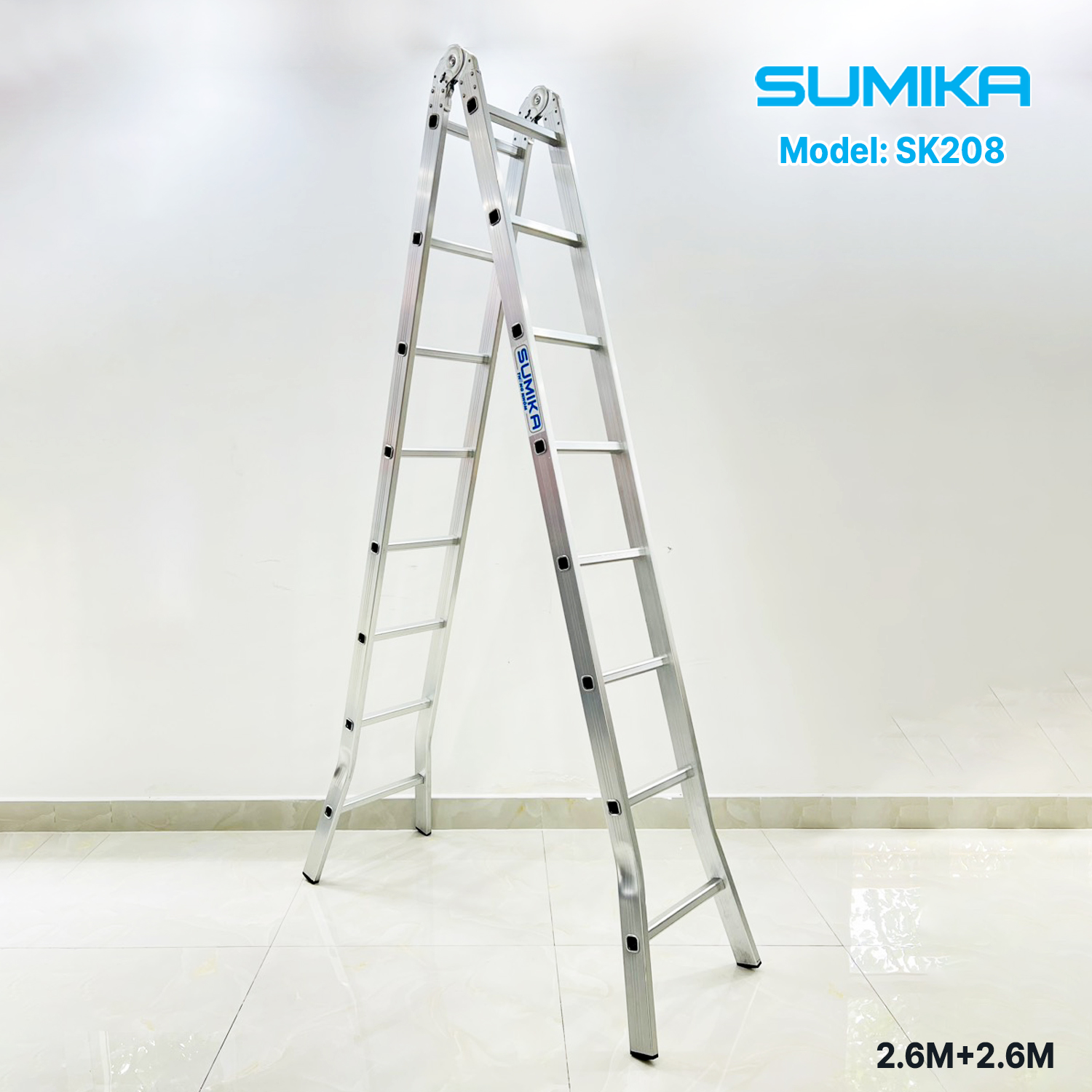 Thang Nhôm Gấp đa Năng 2 đoạn 12 Bậc SUMIKA SK208 – Gấp Gọn, Chịu Tải 150kg