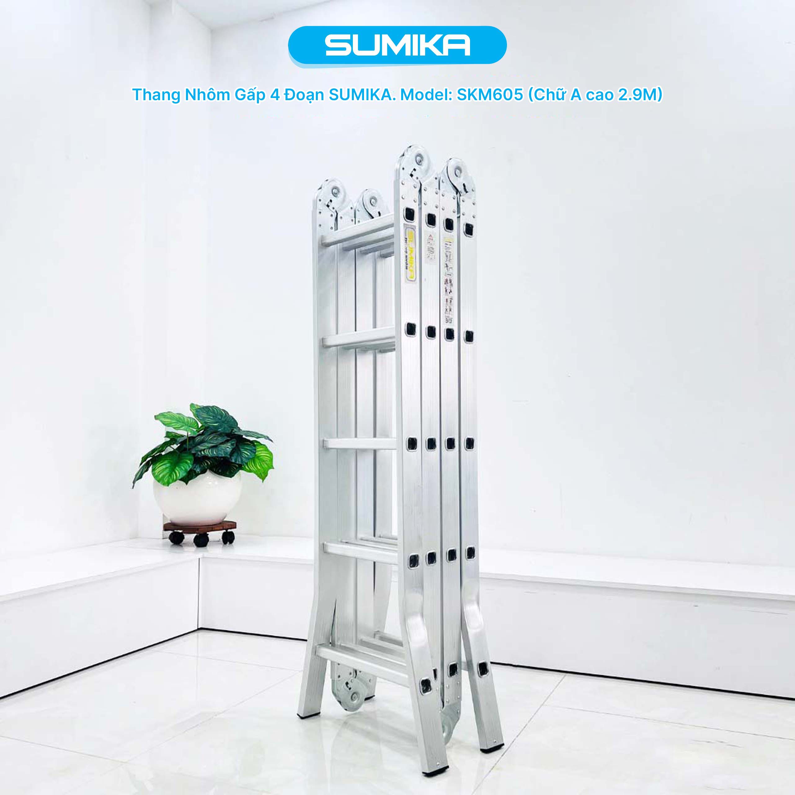 Thang Nhôm Gấp đa Năng 4 đoạn 20 Bậc SUMIKA SKM605