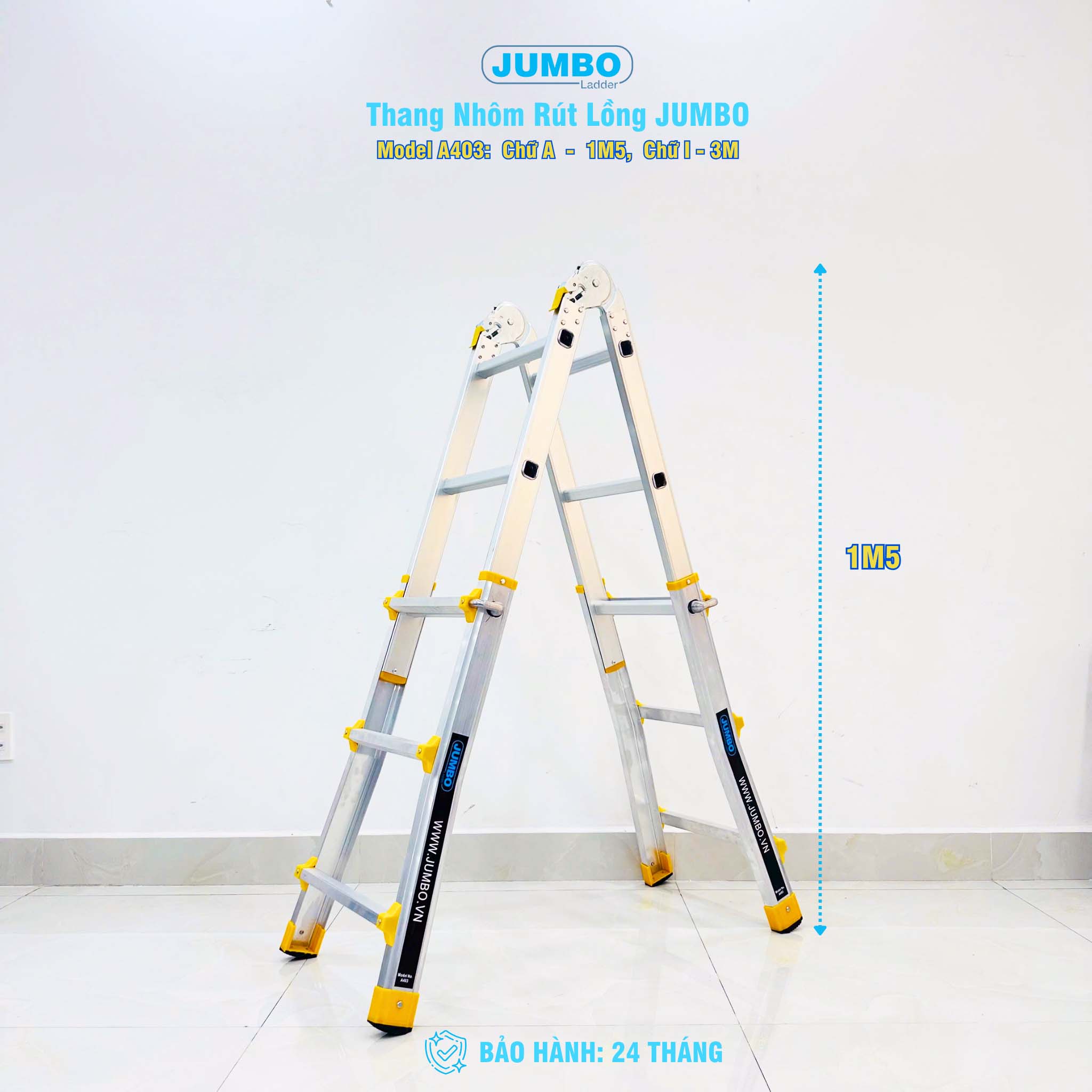 Thang Nhôm Gấp đa Năng Jumbo A403 - Gấp Gọn, Chịu Tải 300kg