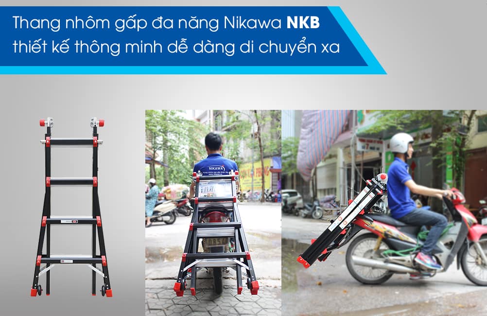 Thang nhôm gấp đa năng Nikawa 6 bậc cao 3m chính hãng giá rẻ