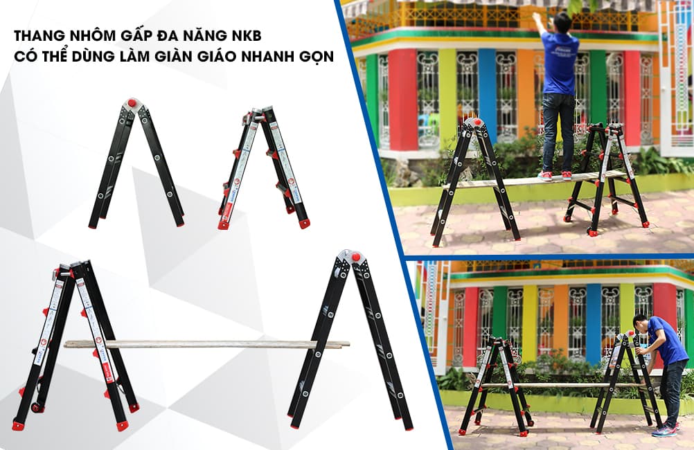 Thang nhôm gấp đa năng Nikawa NKB-45 dùng làm giàn giáo thông minh