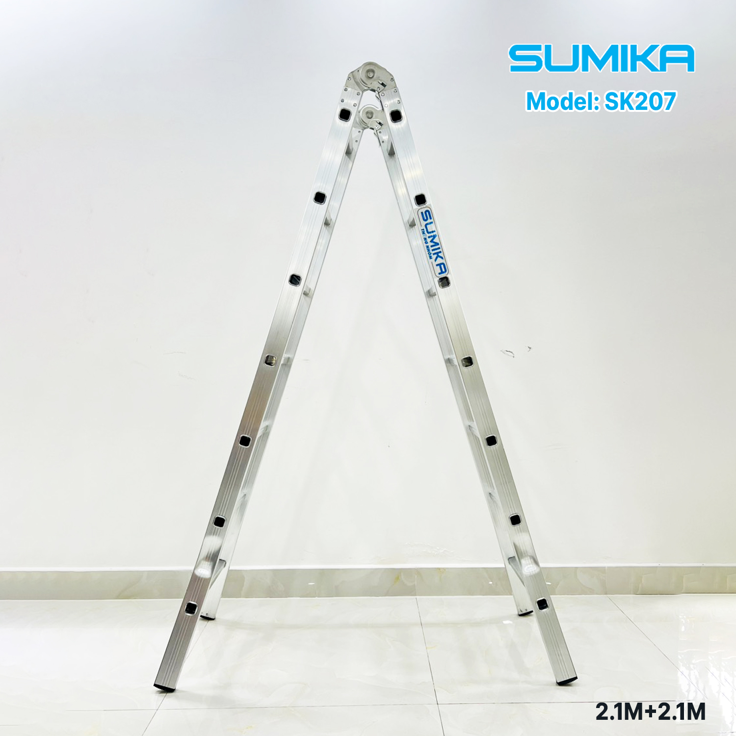Thang Nhôm Gấp đa Năng SUMIKA SK207 2 đoạn 12 Bậc Gọn Nhẹ Chuẩn EN131