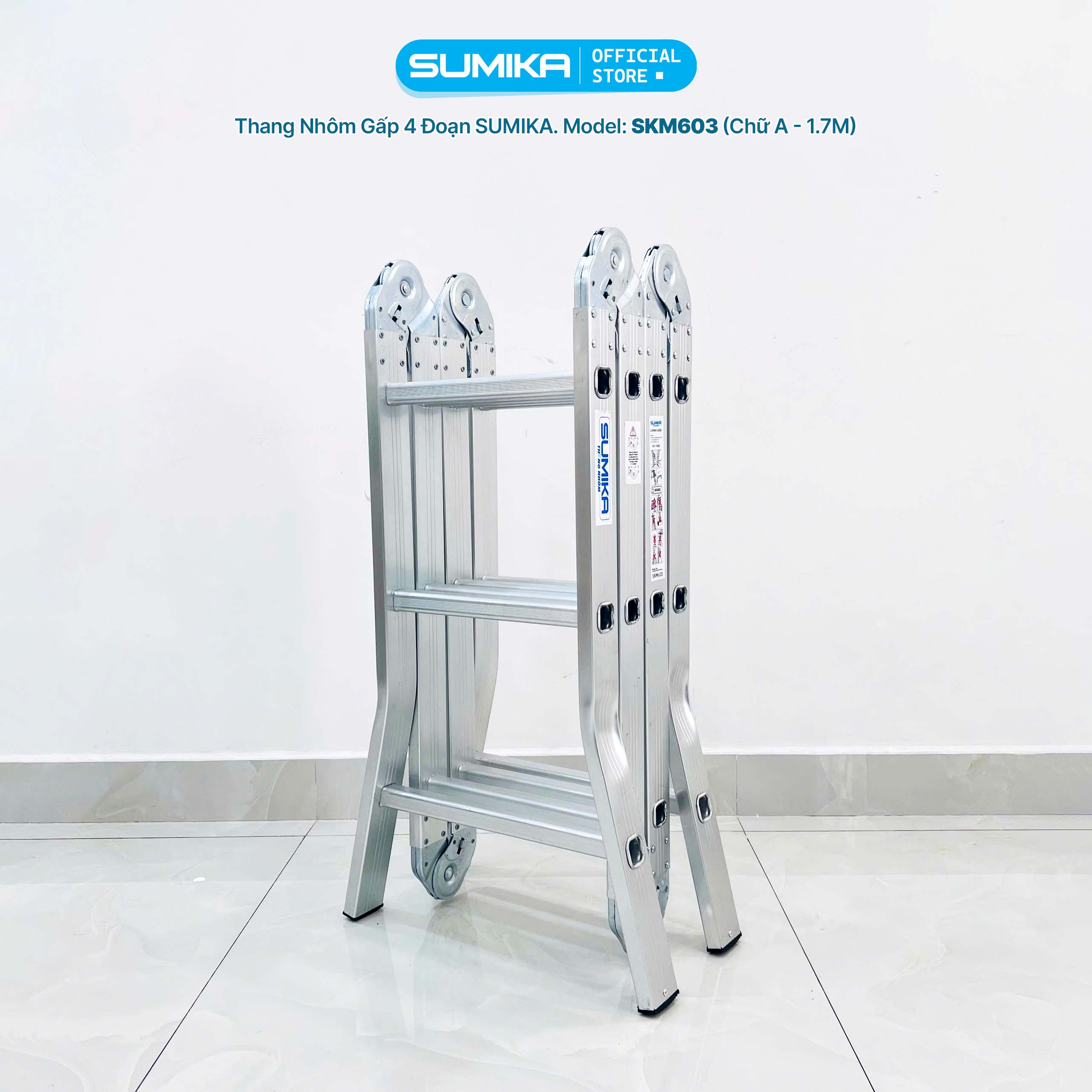 Thang Nh&ocirc;m Gấp đa Năng SUMIKA SKM603 - 4 đoạn, Tải 150kg