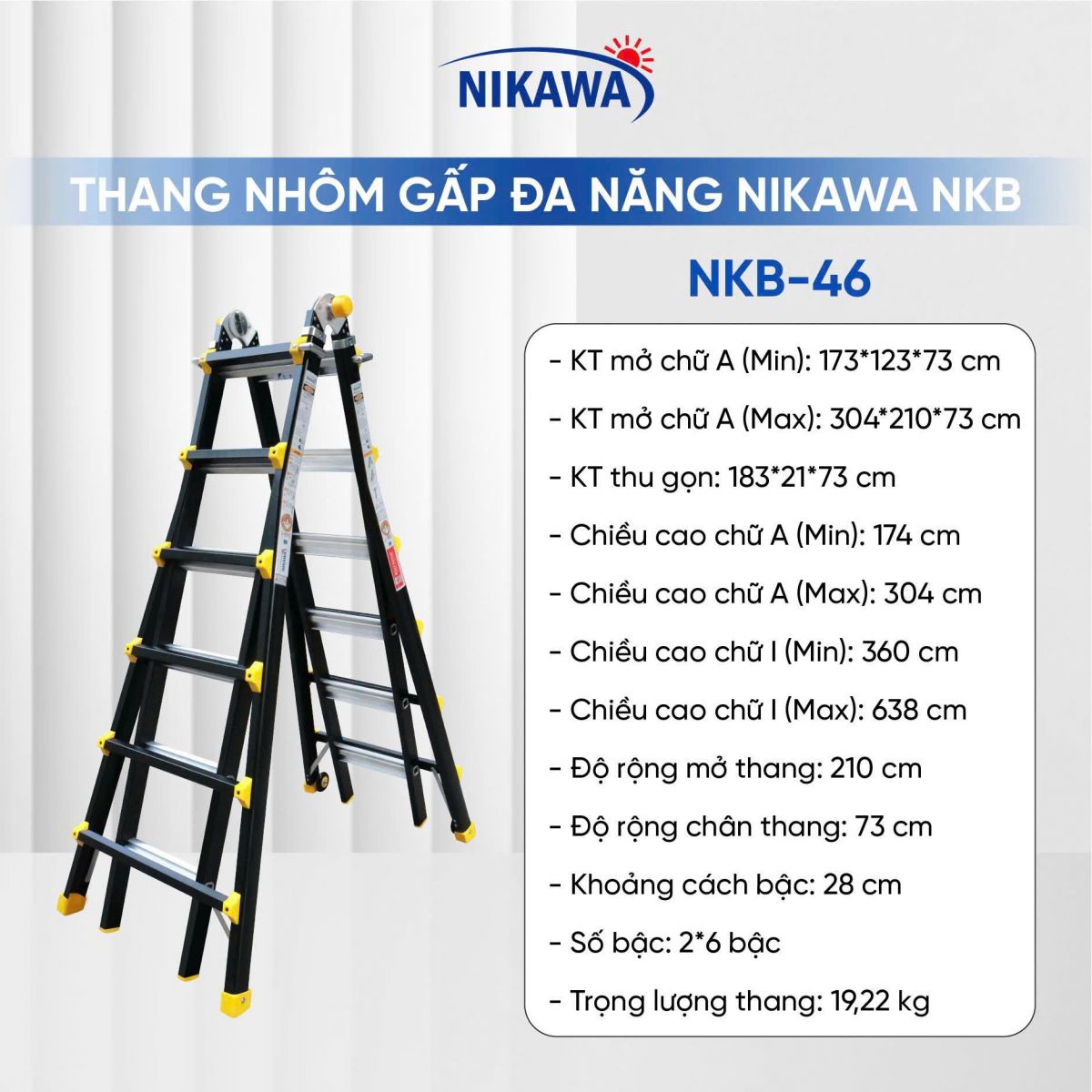 Thang nhôm gấp rút lồng đa năng Nikawa NKB-46 New giá ưu đãi