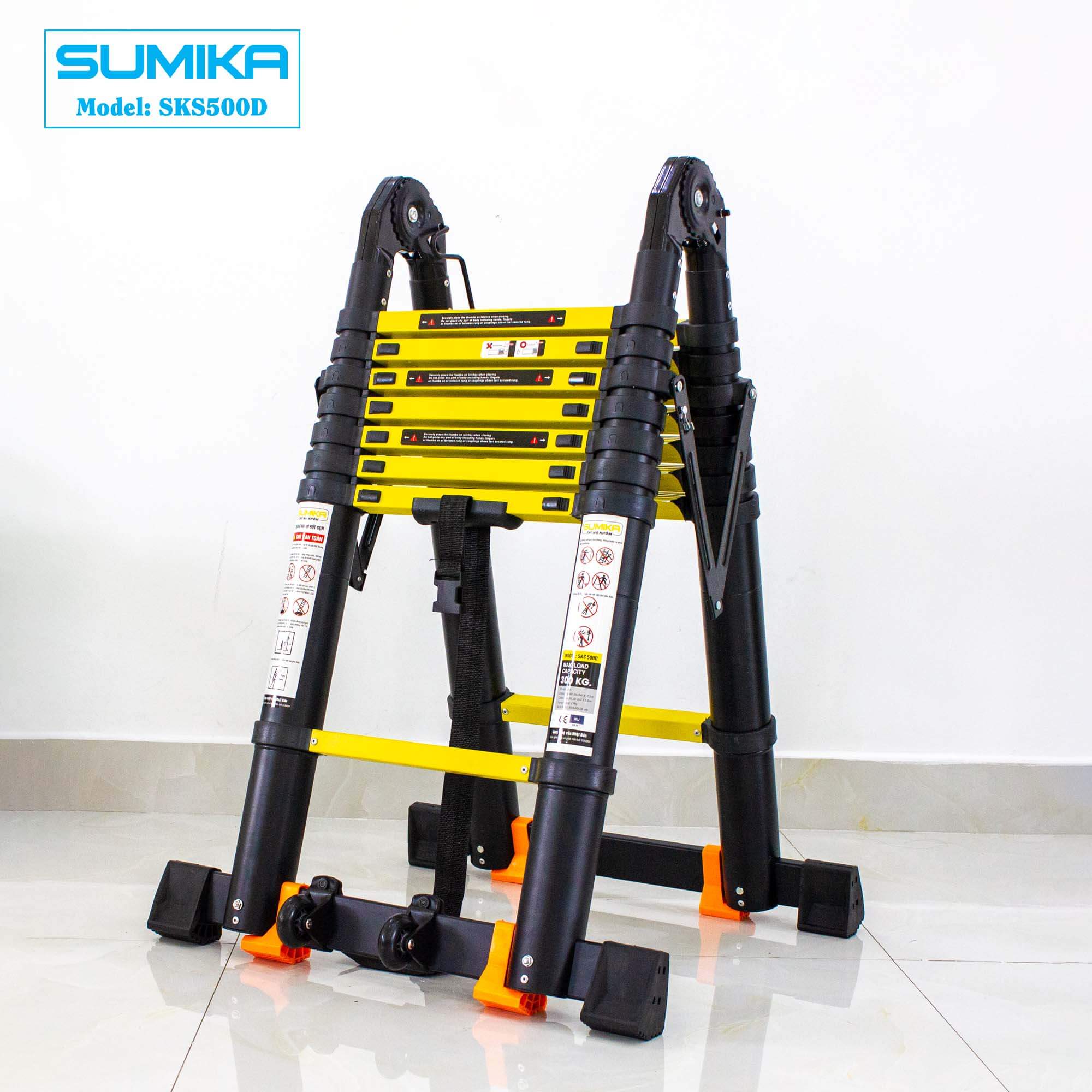 Thang Nhôm Rút Chữ A SUMIKA SKS560D - Rút đôi 5.6m, Tải 300kg, Chuẩn EN131