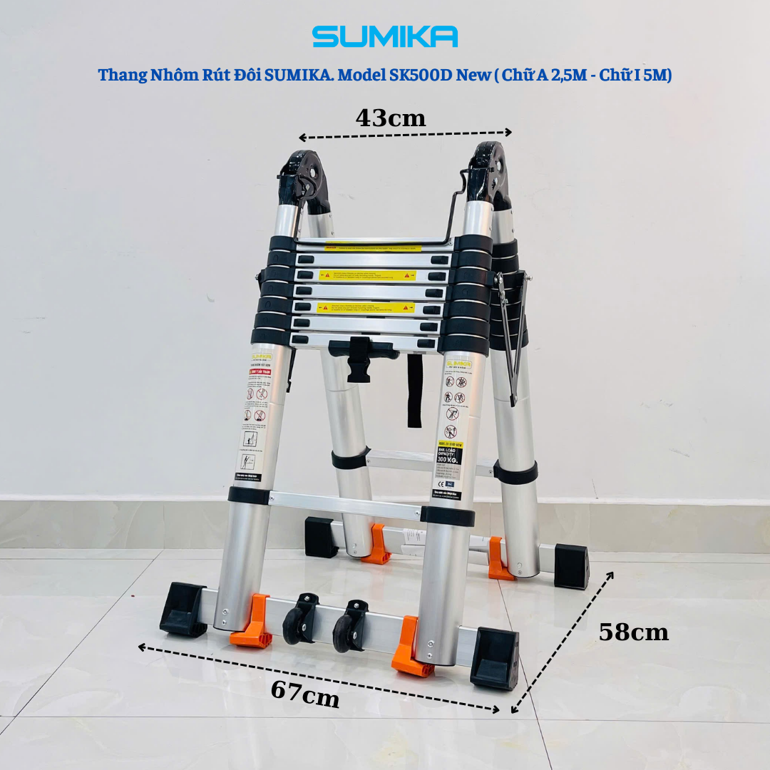Thang Nh&ocirc;m R&uacute;t đ&ocirc;i Chữ A SUMIKA SK500D