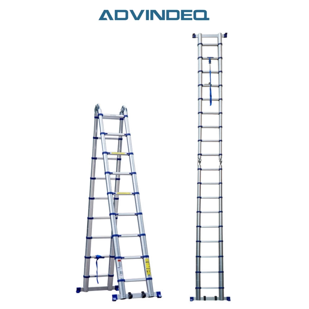 Thang Nhôm Rút Gọn (chữ A) Advindeq ADT709B Khóa Gấp Tự động, Duỗi 5.6m