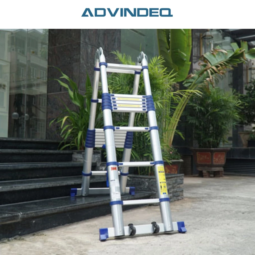 Thang Nhôm Rút Gọn (chữ A) Advindeq ADT709B Khóa Gấp Tự động, Duỗi 5.6m