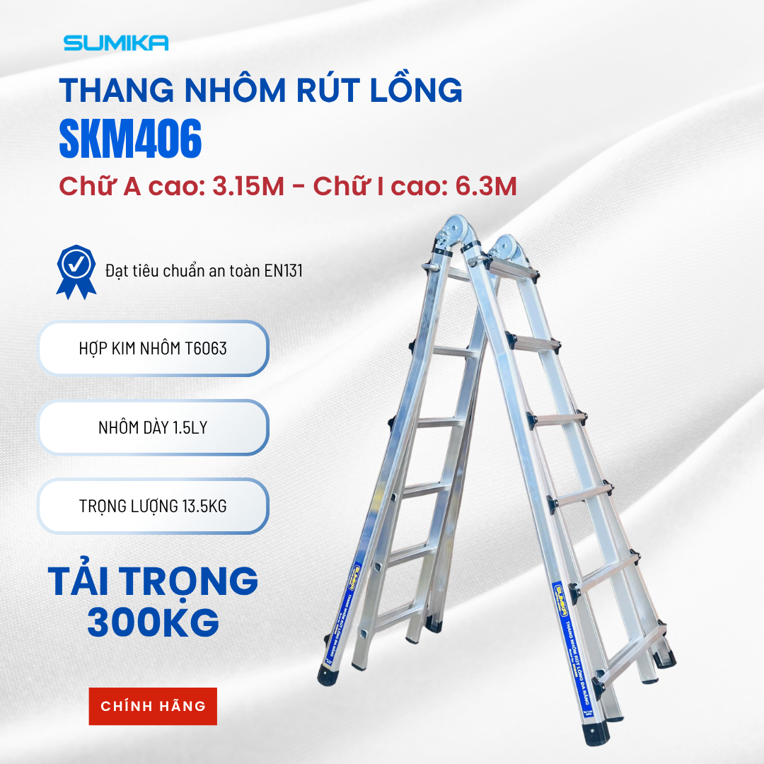 Thang Nh&ocirc;m R&uacute;t Lồng Chữ A SUMIKA SKM406 A