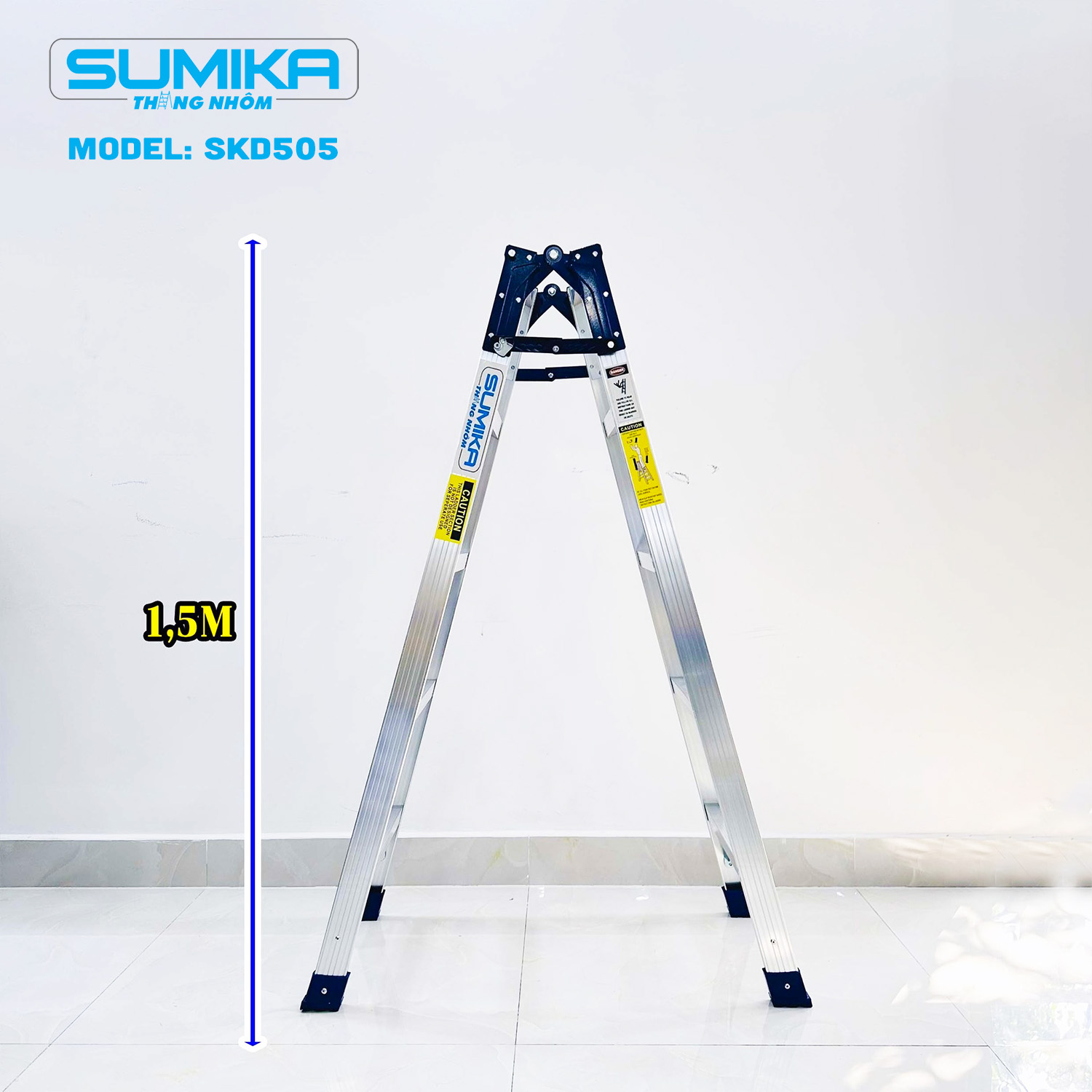 Thang Nh&ocirc;m Xếp Chữ A Sumika SKD505 - 5x2 Bậc, Duỗi 2.96m, Chịu Tải 150kg