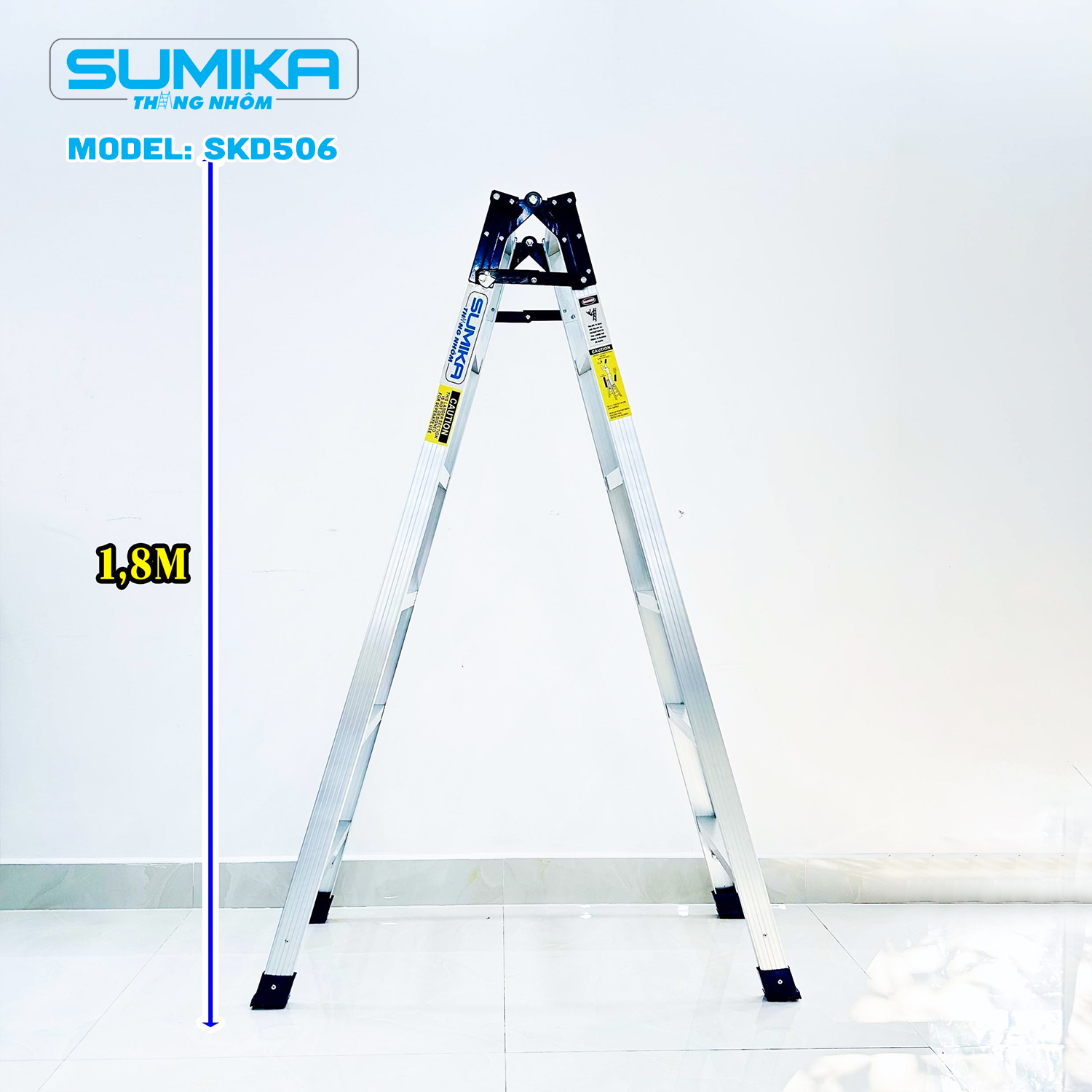Thang Nhôm Xếp Chữ A Sumika SKD506 - Nhẹ 6.6kg, Tải 150kg, Duỗi 3.4m
