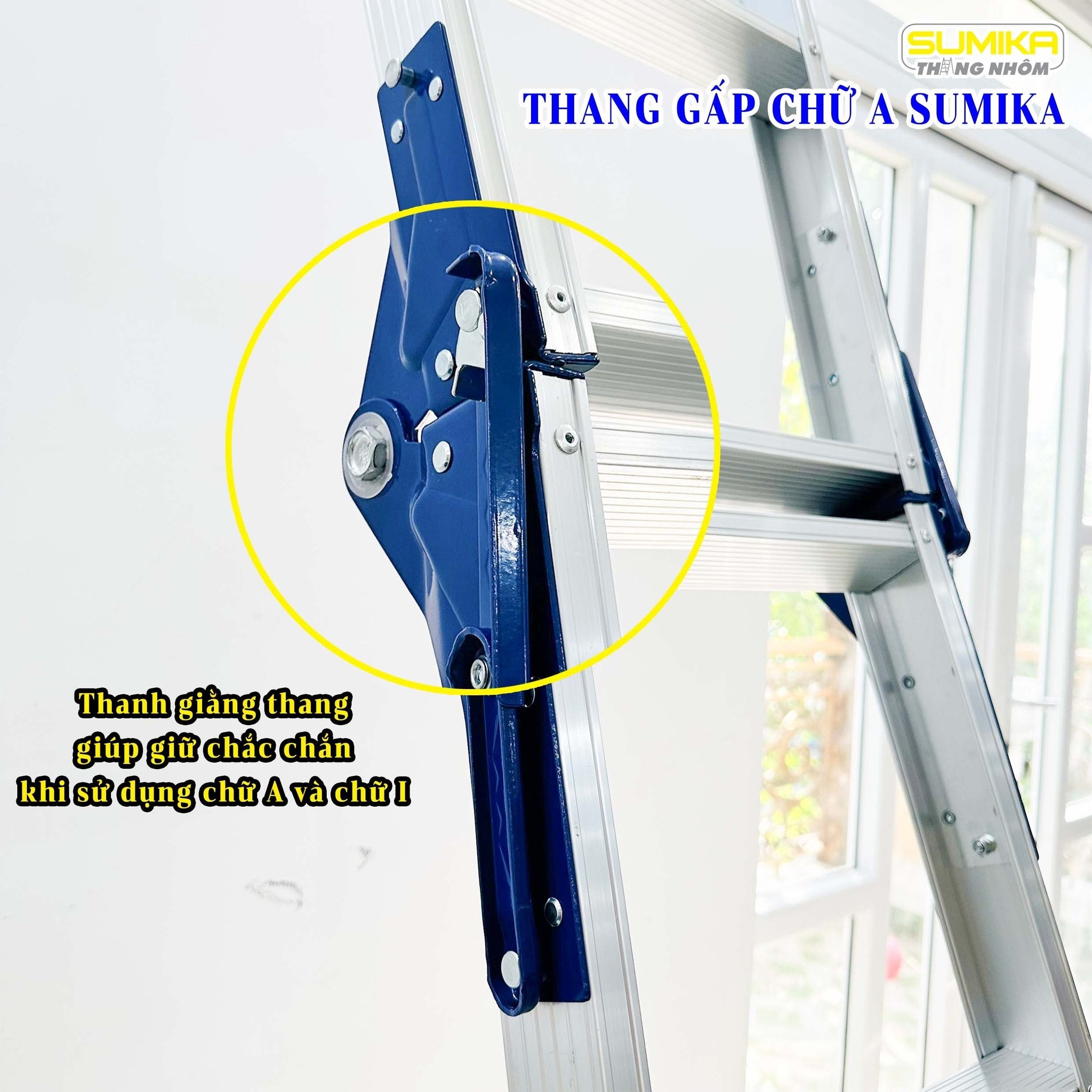 Thang Nhôm Xếp Chữ A Sumika SKD506 - Nhẹ 6.6kg, Tải 150kg, Duỗi 3.4m