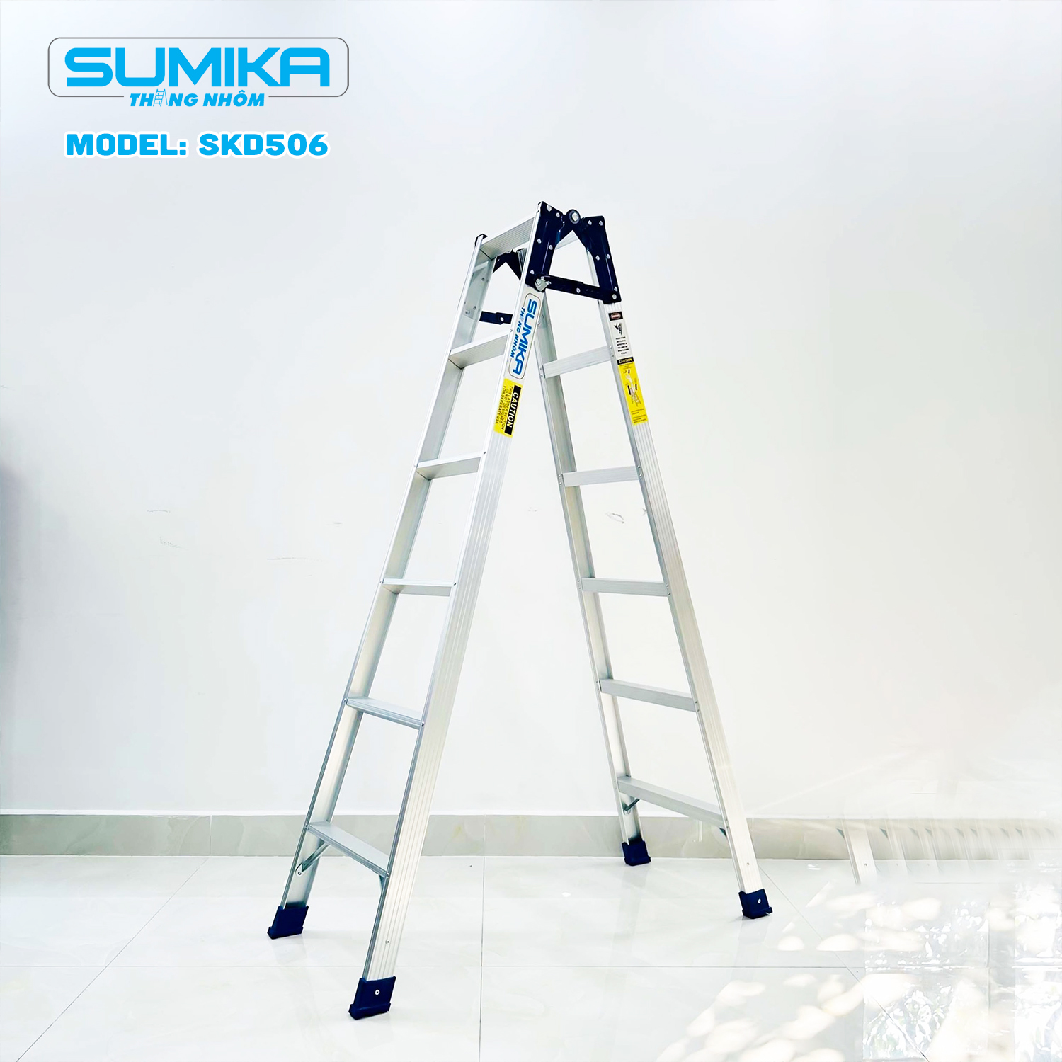 Thang Nhôm Xếp Chữ A Sumika SKD506 - Nhẹ 6.6kg, Tải 150kg, Duỗi 3.4m