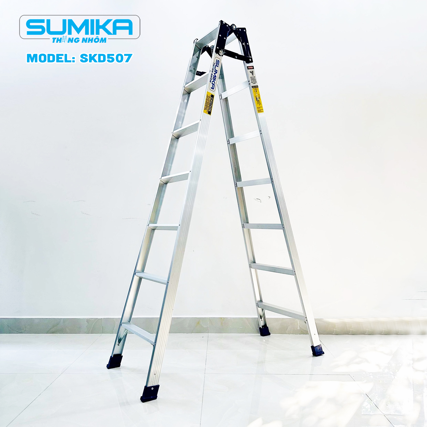 Thang Nhôm Xếp Chữ A Sumika SKD507 - Nhẹ Bền, Tải 150kg, Cao Duỗi 4.1m