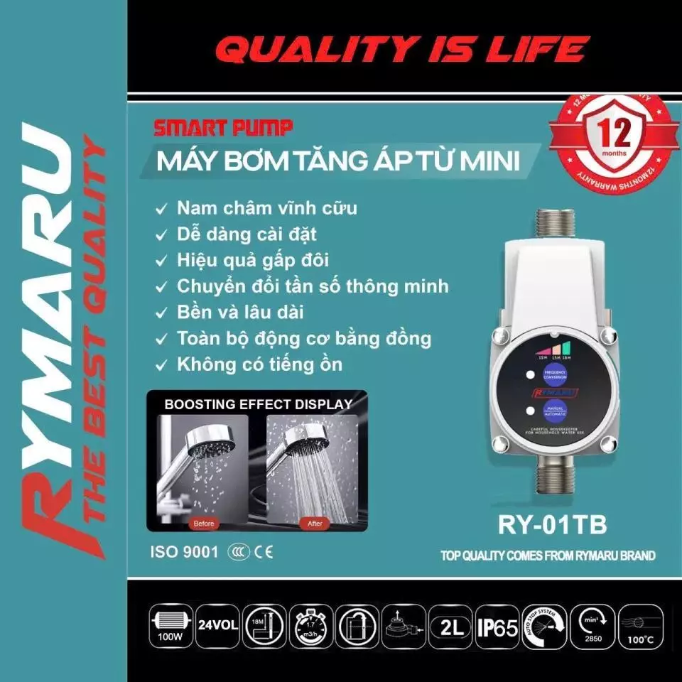 Máy bơm tăng áp mini RYMARU RY-01TB cho áp lực cao