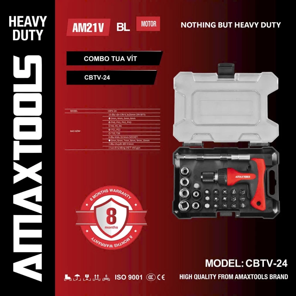 Bộ tua vít đa năng 24 chi tiết AMAXTOOLS CBTV-24