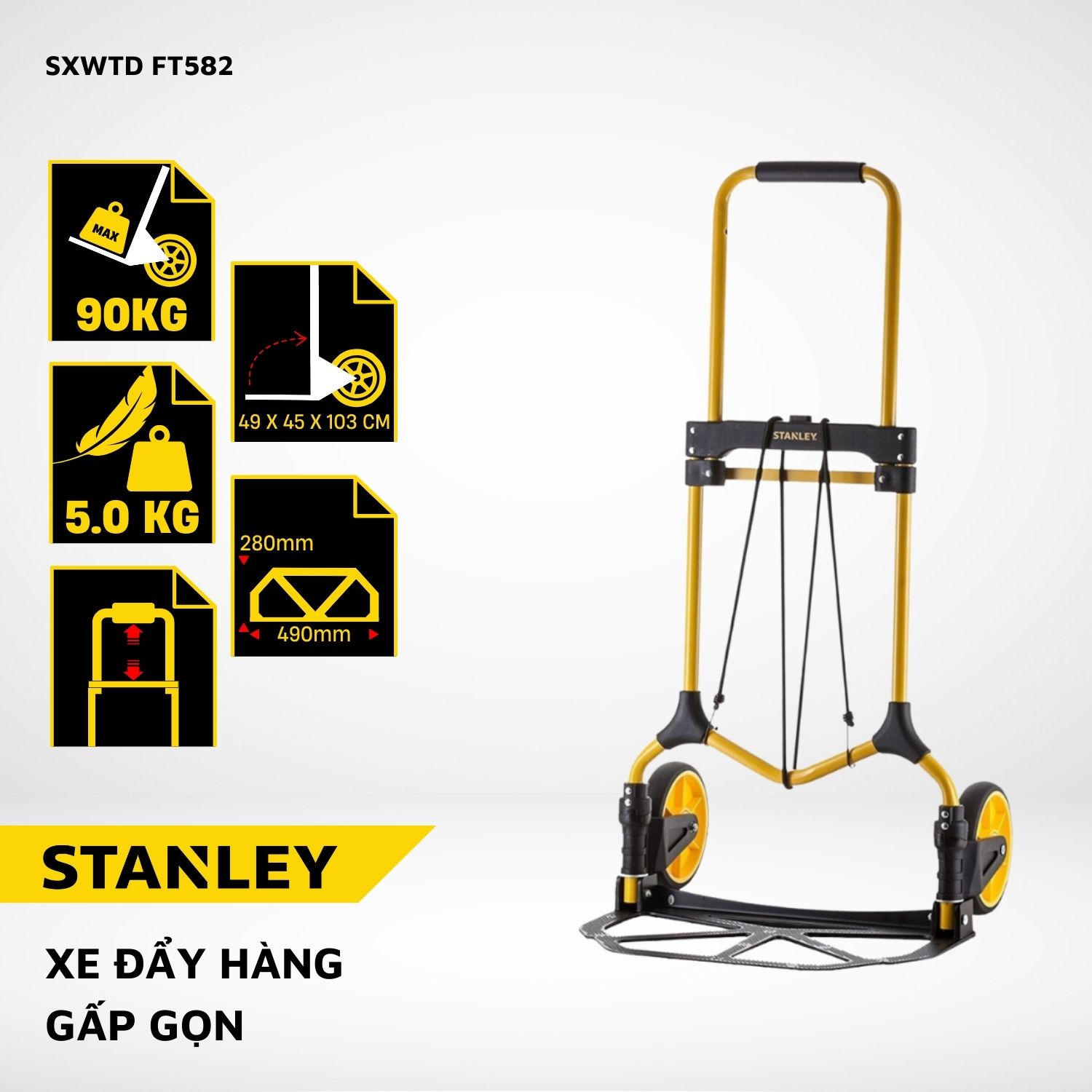 Xe đẩy Hàng 2 Bánh Stanley FT582 - Chính Hãng - Tải trọng 90kg