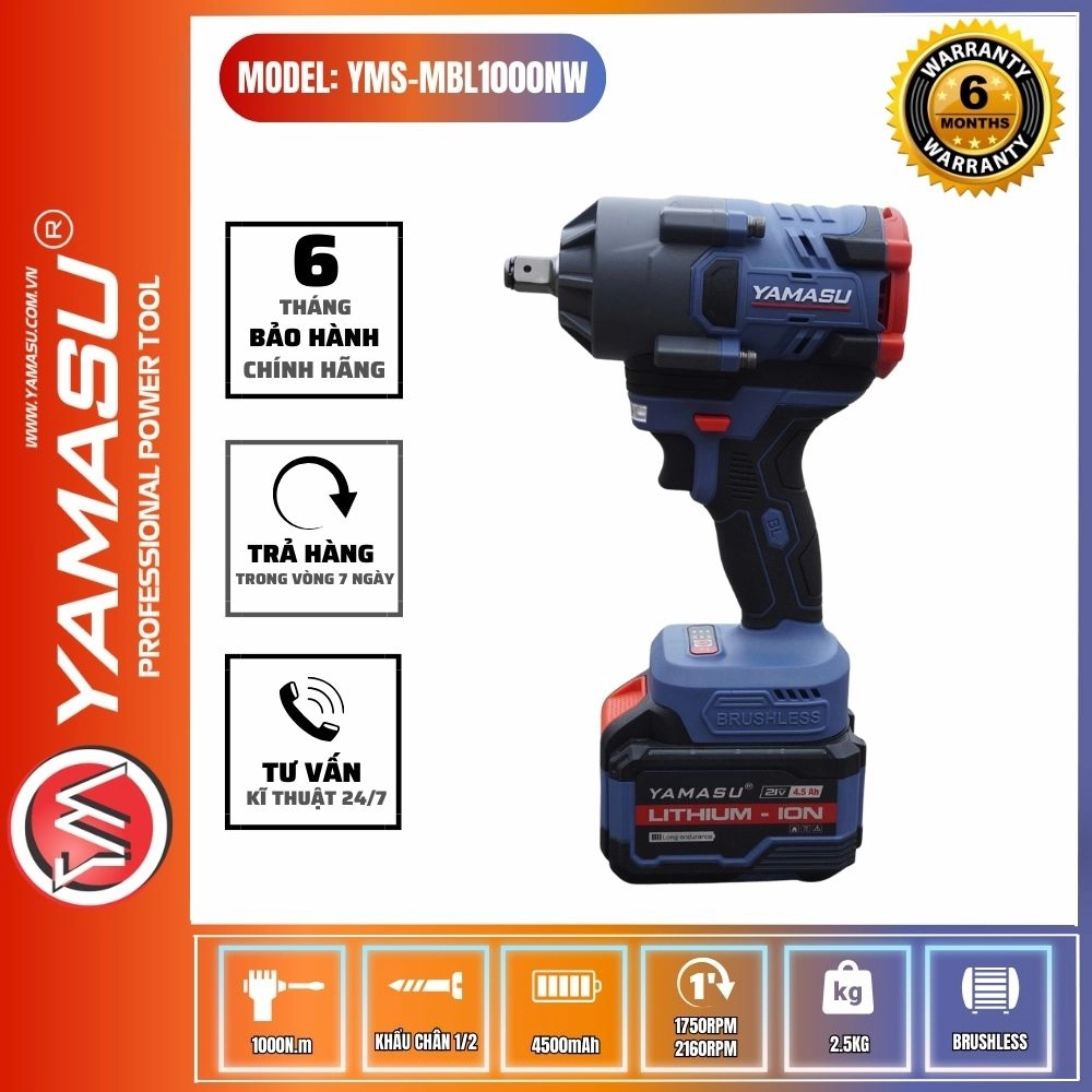 Máy siết bu-lông pin Yamasu YMS-MBL1000NW