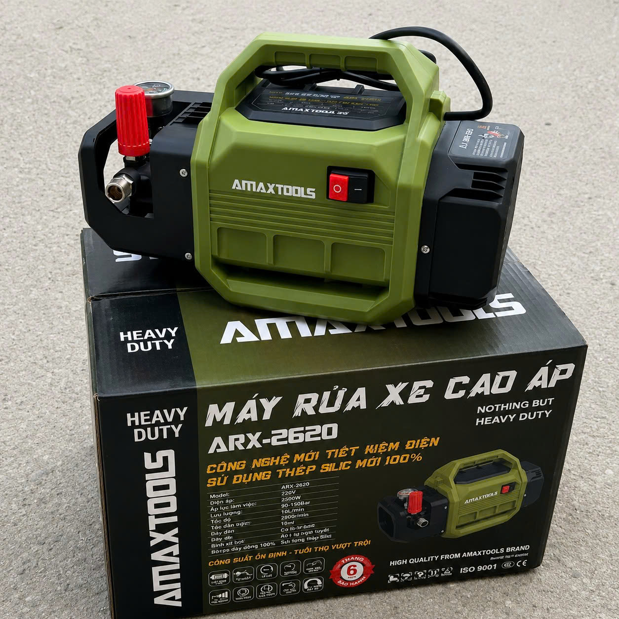 Máy Rửa Xe Cao Áp Amaxtools ARX-2620 (2000W) – Áp Lực 190 Bar, Đầu Bơm Nhôm