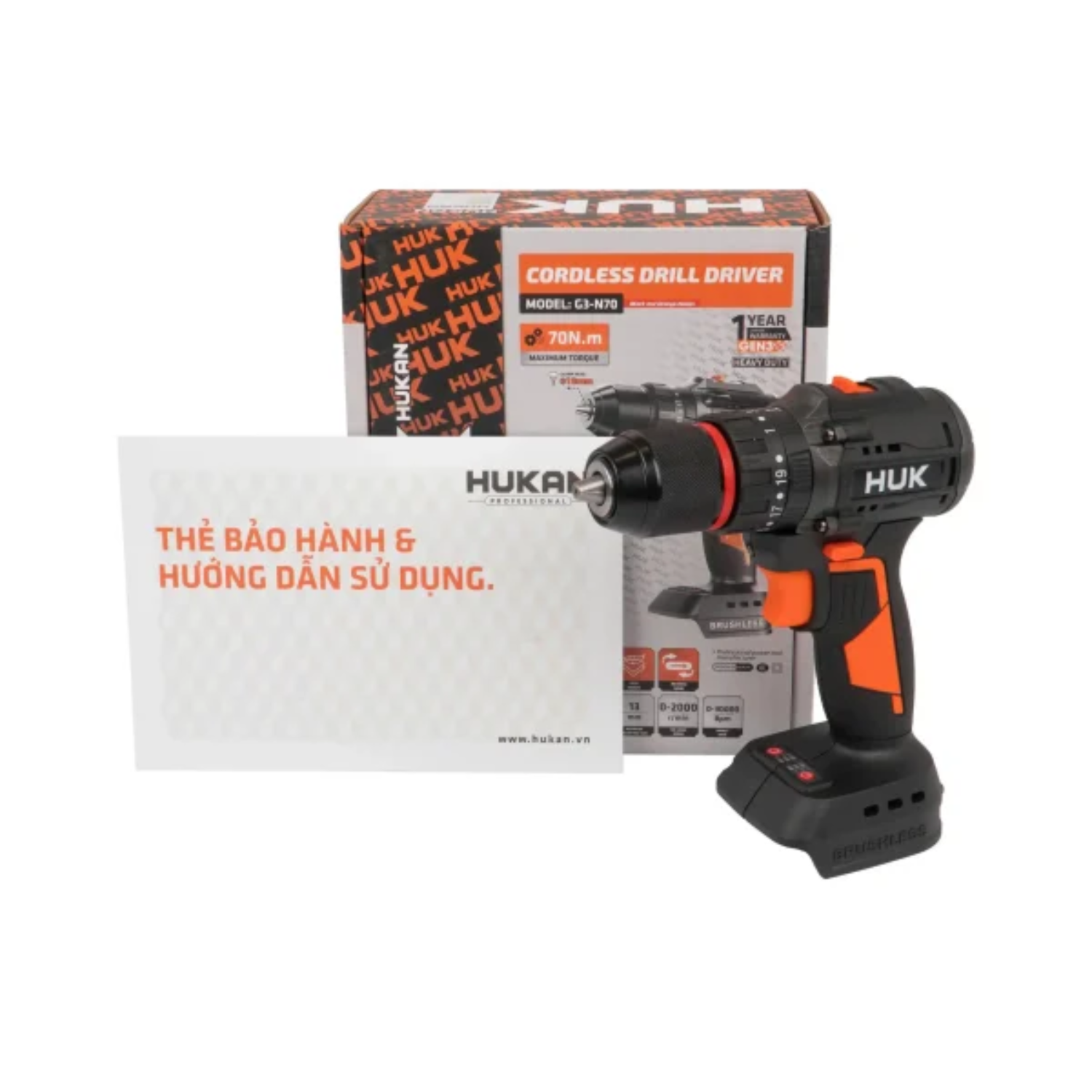 Máy Khoan Pin GEN3 Hukan G3-N70, Lực Siết 70Nm, Pin 21V