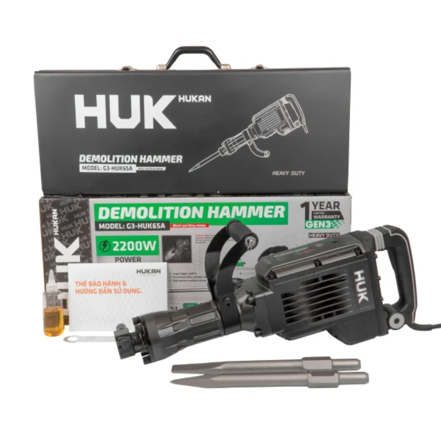 Máy đục Bê Tông điện G3-HUK65A, Công Suất 2200W, Tốc độ đập 1950 BPM