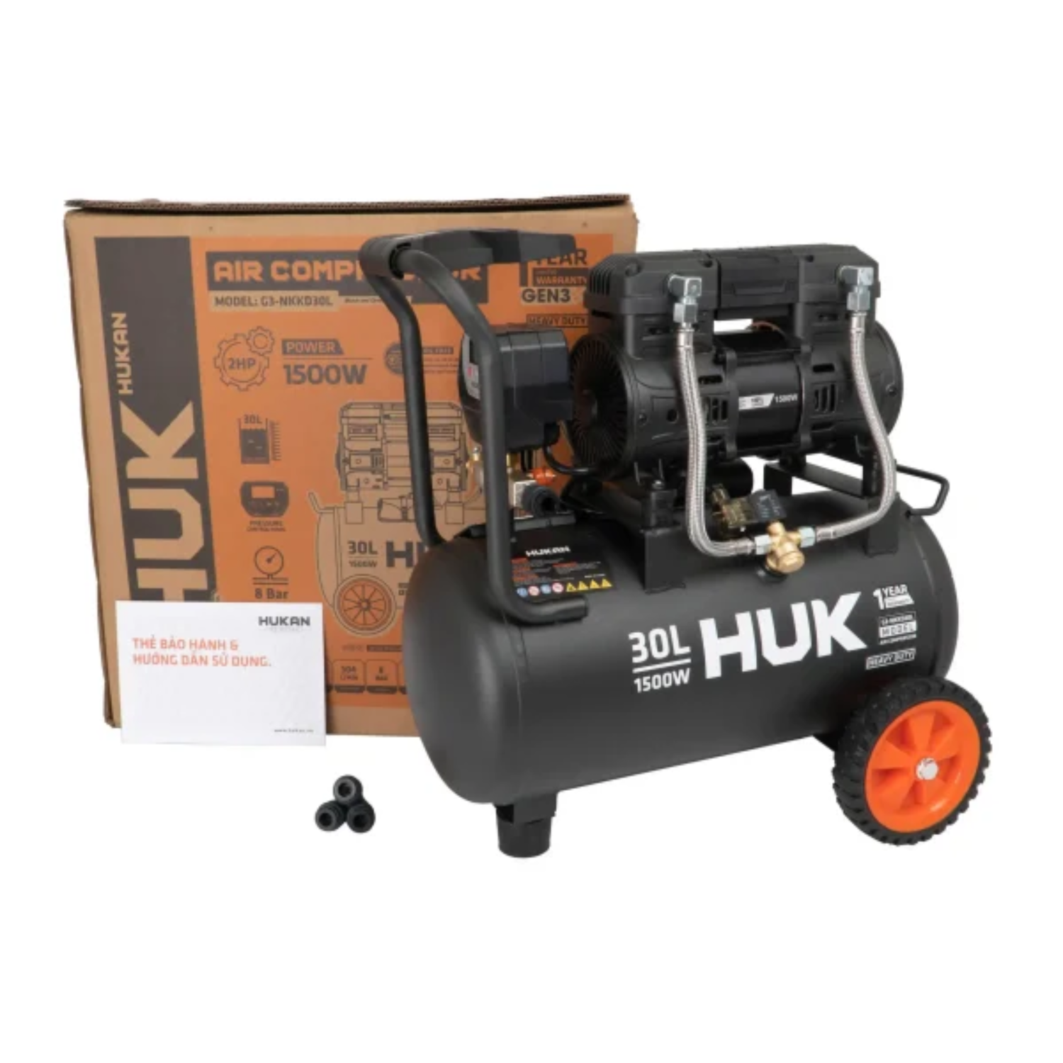 Máy Nén Khí Không Dầu 30L Hukan G3-NKKD30L, Công Suất 1500W
