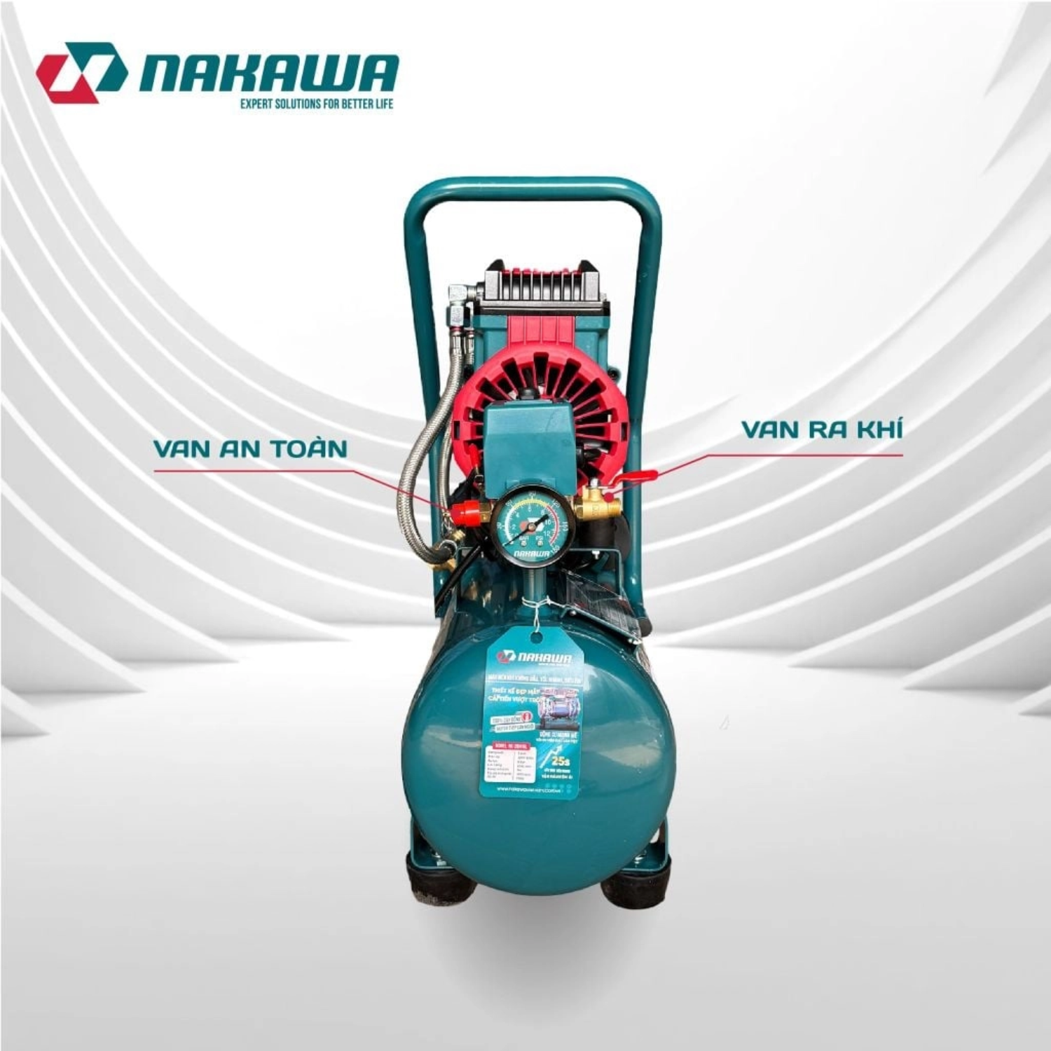 Máy Nén Khí Không Dầu 16L Nakawa NK-28H16L, Công Suất 2.8 HP, Bảo Hành 9 Tháng Chính Hãng