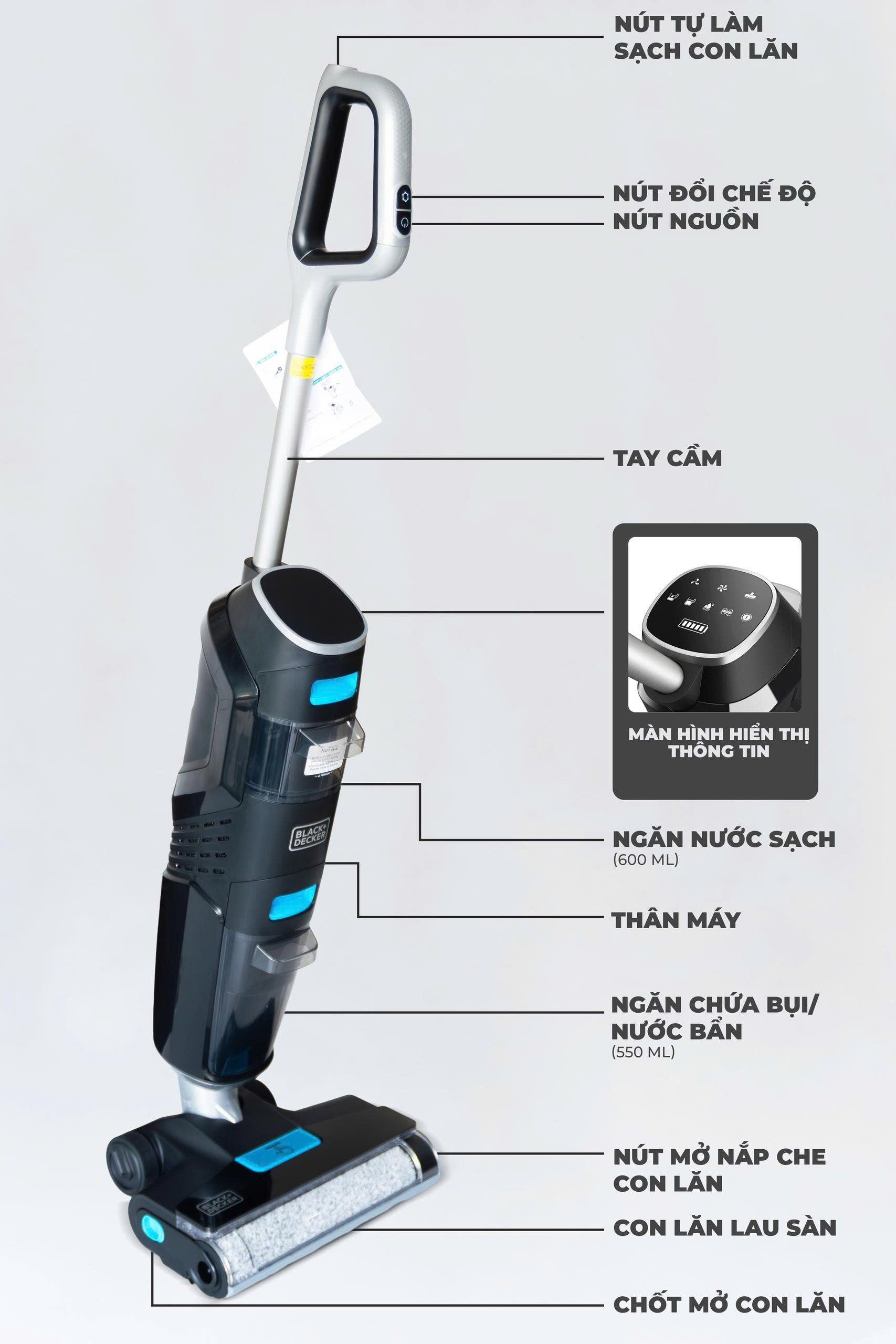Máy Hút Bụi Lau Sàn Không Dây Black+Decker USA BXUVXA02 - 5 Chức Năng