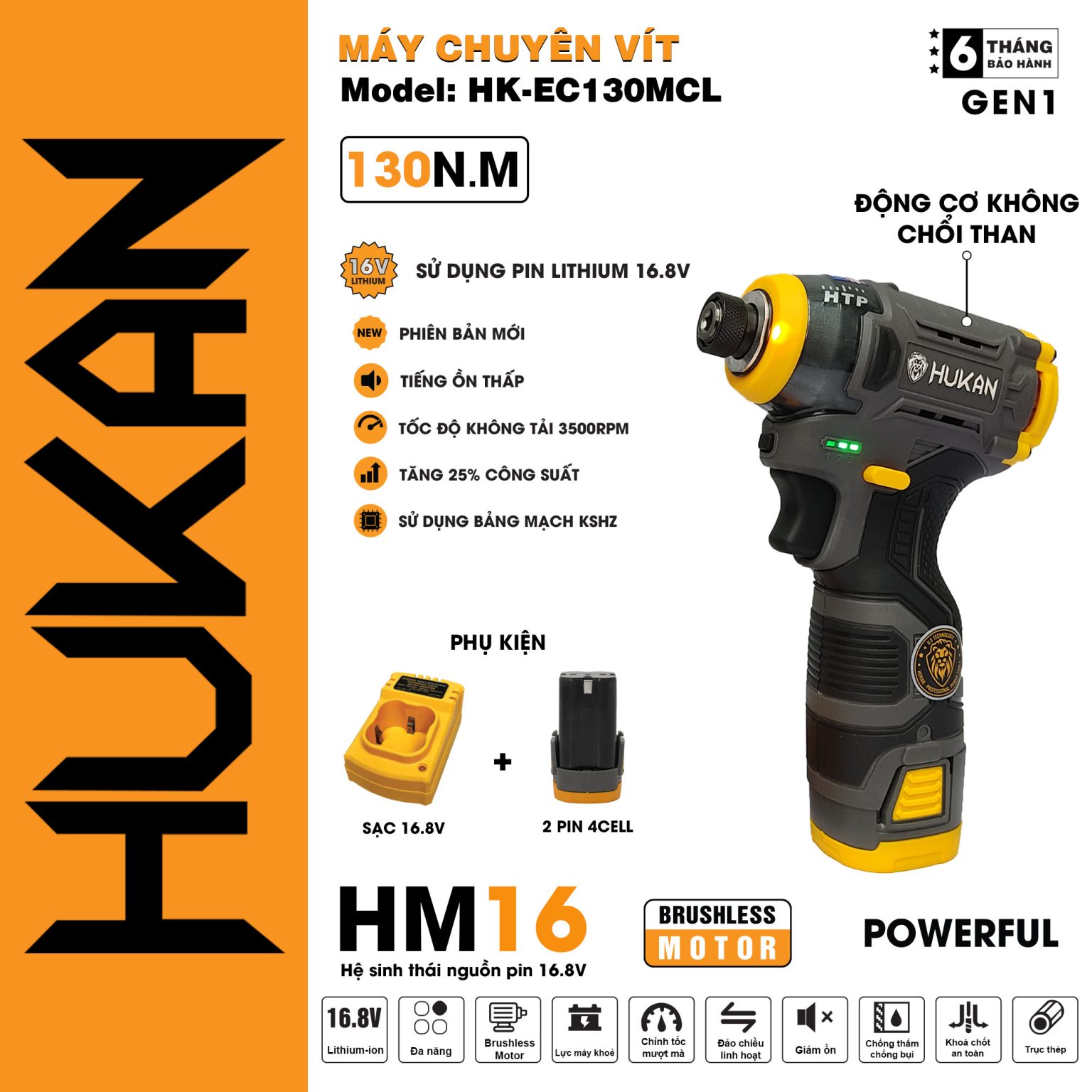 Máy Chuyên Vít Búa 4CELL HUKAN HK-EC130MCL | AN TOOLS