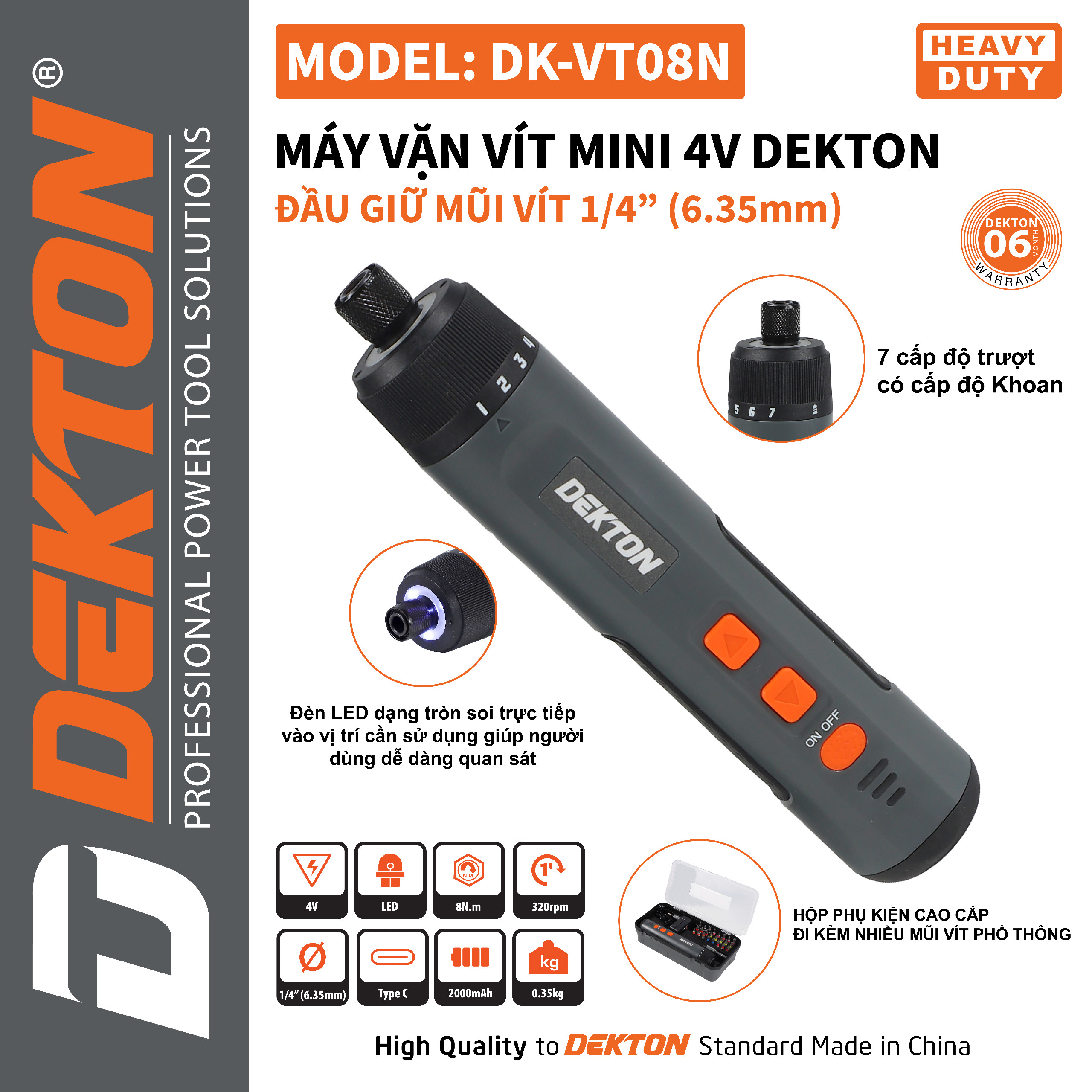 Vít Trượt Cầm Tay Dekton DK-VT08N 7 Cấp Trượt