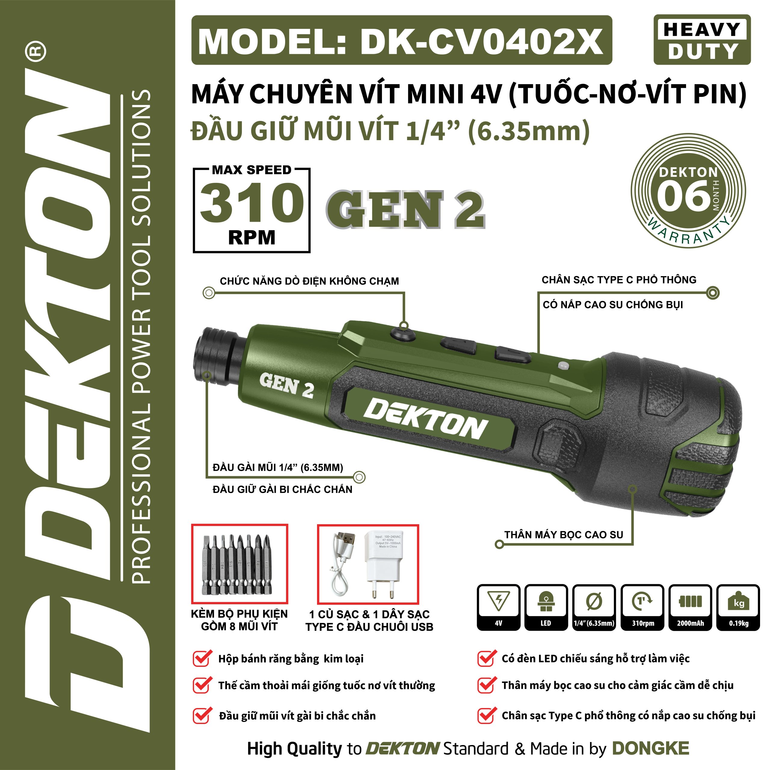Máy Vặn Vít Dùng Pin Mini Cầm Tay Dekton DK-CV0402X Chính Hãng