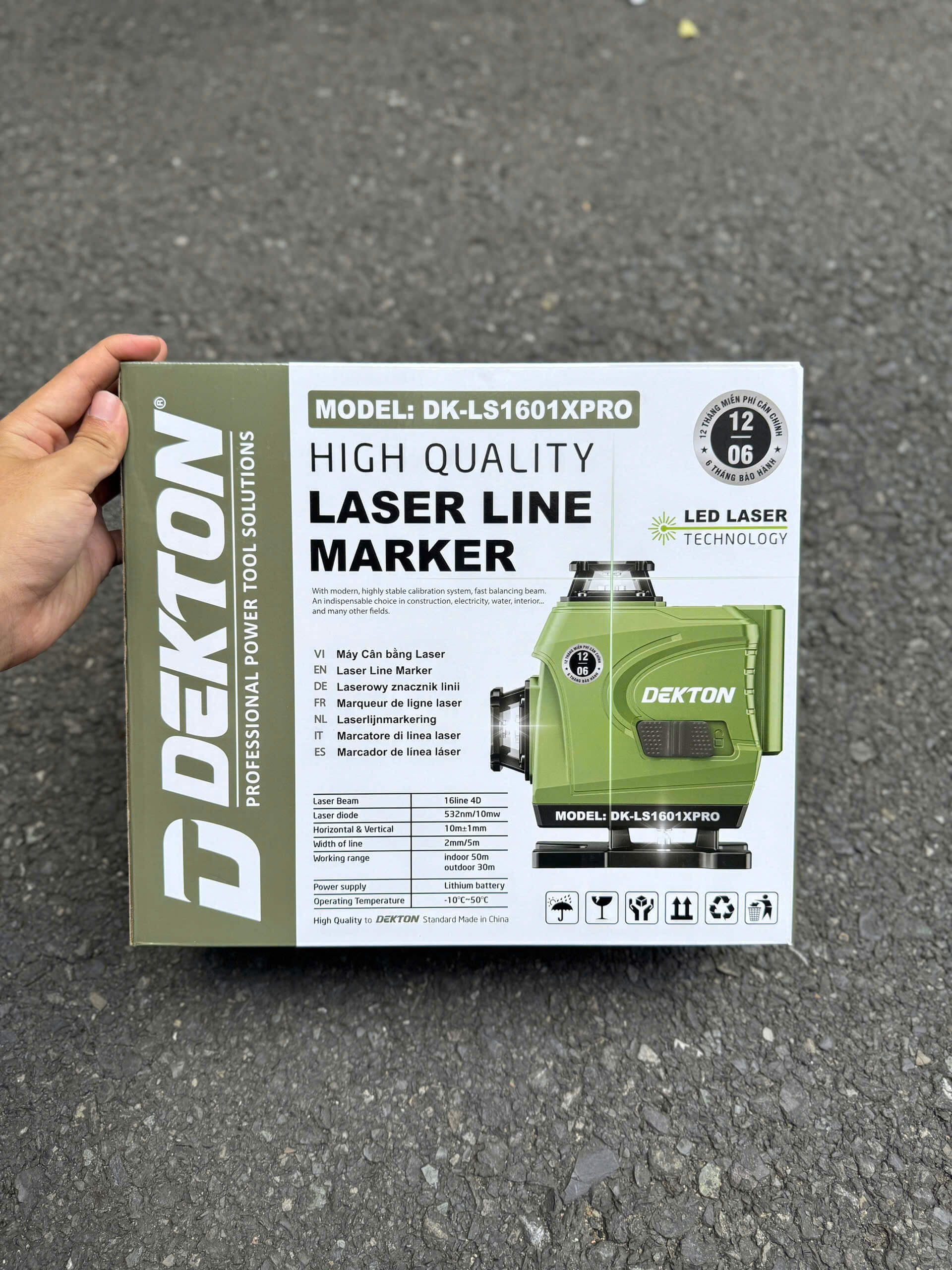 Máy Cân Bằng Laser 16 Tia Xanh Dekton DK-LS1601XPRO Chính Hãng, Dùng Được Ngoài Trời