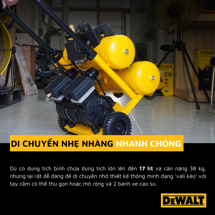 Máy Nén Khí Không Dầu DEWALT USA DXCM3321782 - 17 Lít Siêu êm