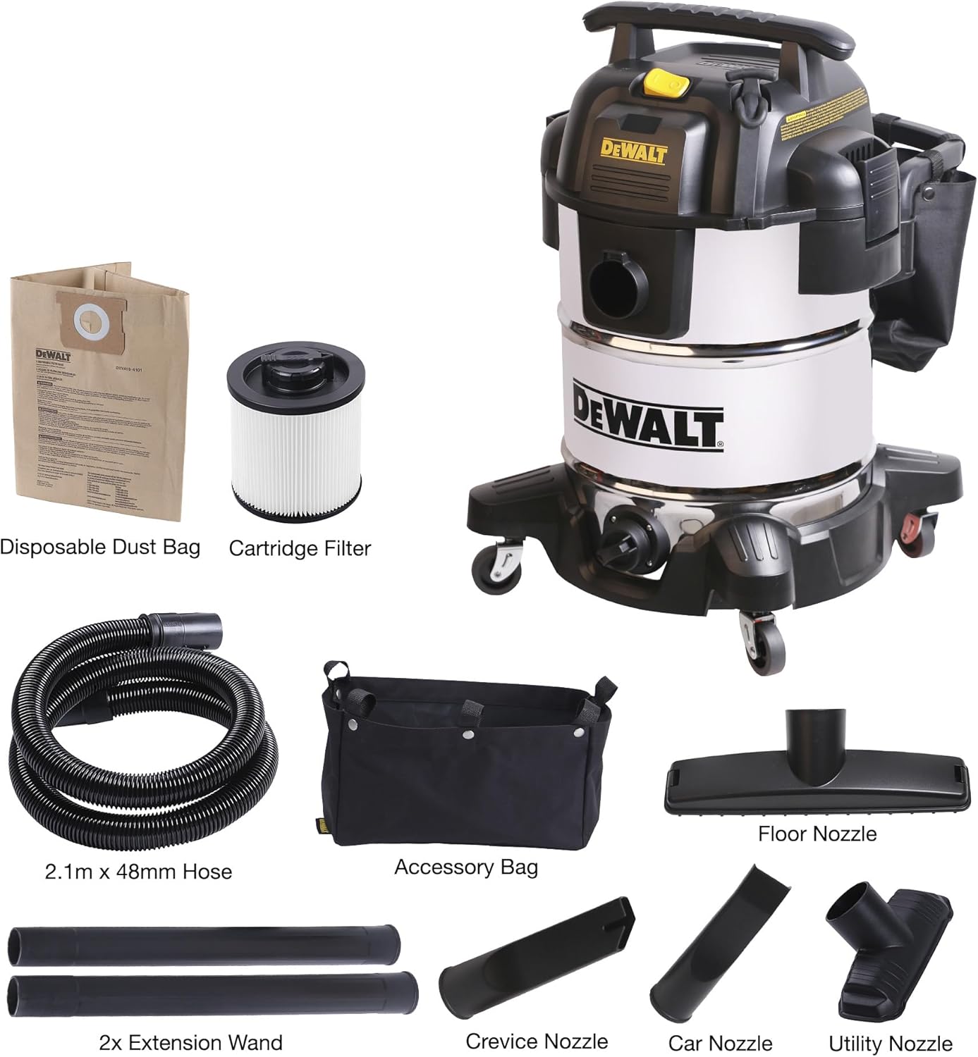 Máy Hút Bụi Công Nghiệp 3 Chức Năng - Khô/Ướt/Thổi -  Hiệu Dewalt DXV38SD - 38Lít