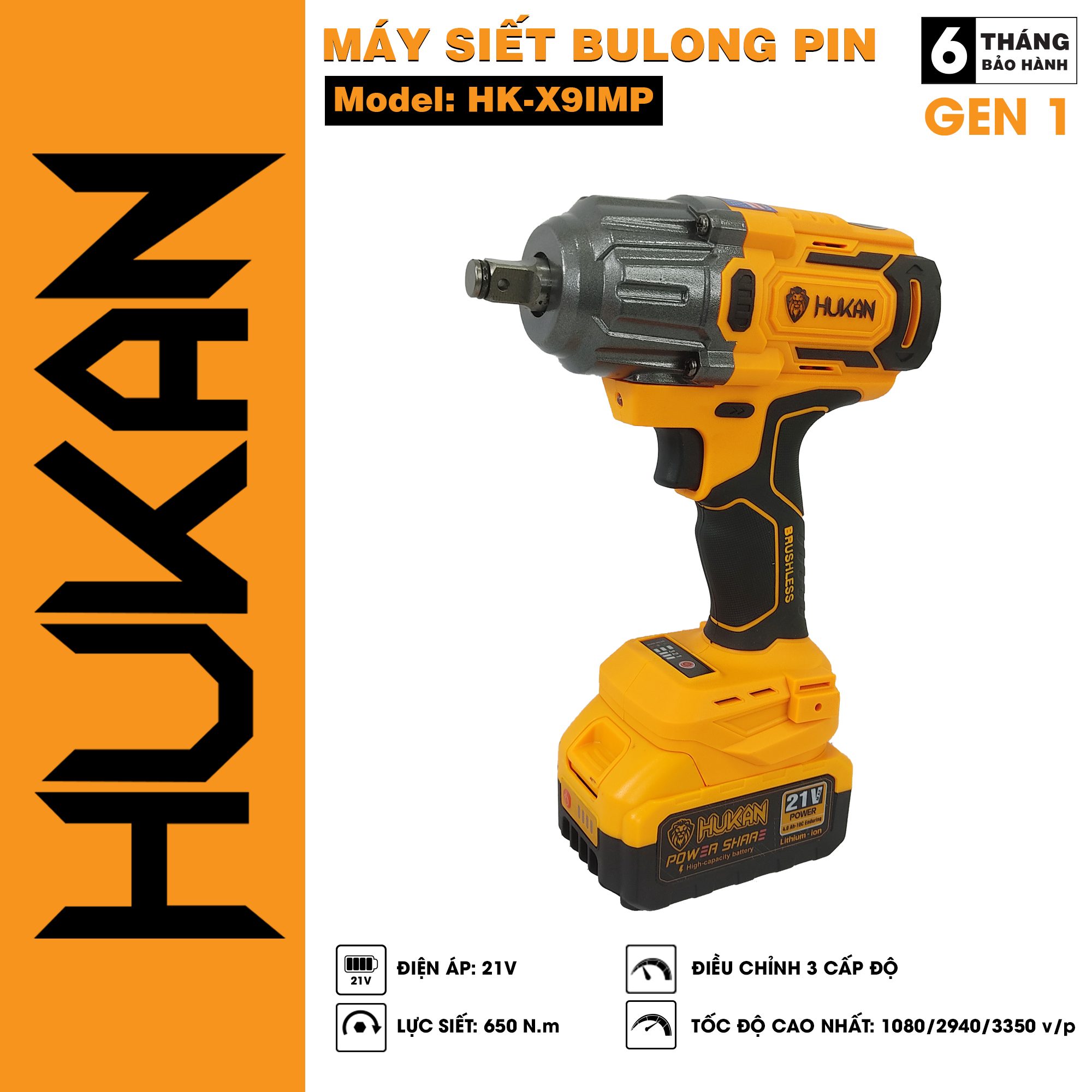 Máy Siết Bulong HUKAN đầu 2 Trong 1 HK-Z900