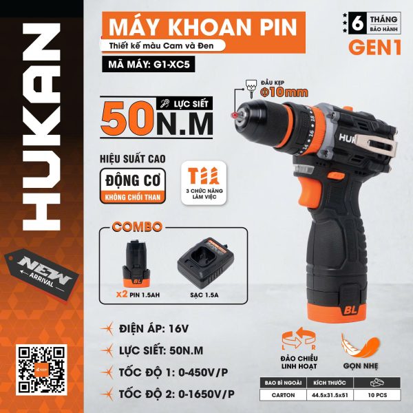 Máy Khoan Pin HUKAN HK-XC5 | Dụng Cụ Chính Hãng AN TOOLS