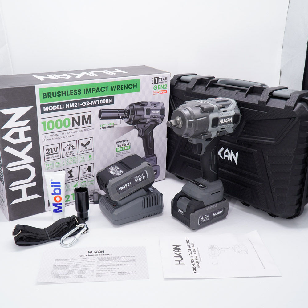 Máy Siết Bulong 1000Nm Pin 21V GEN 2 HUKAN HM21-G2-IW1000N | AN TOOLS