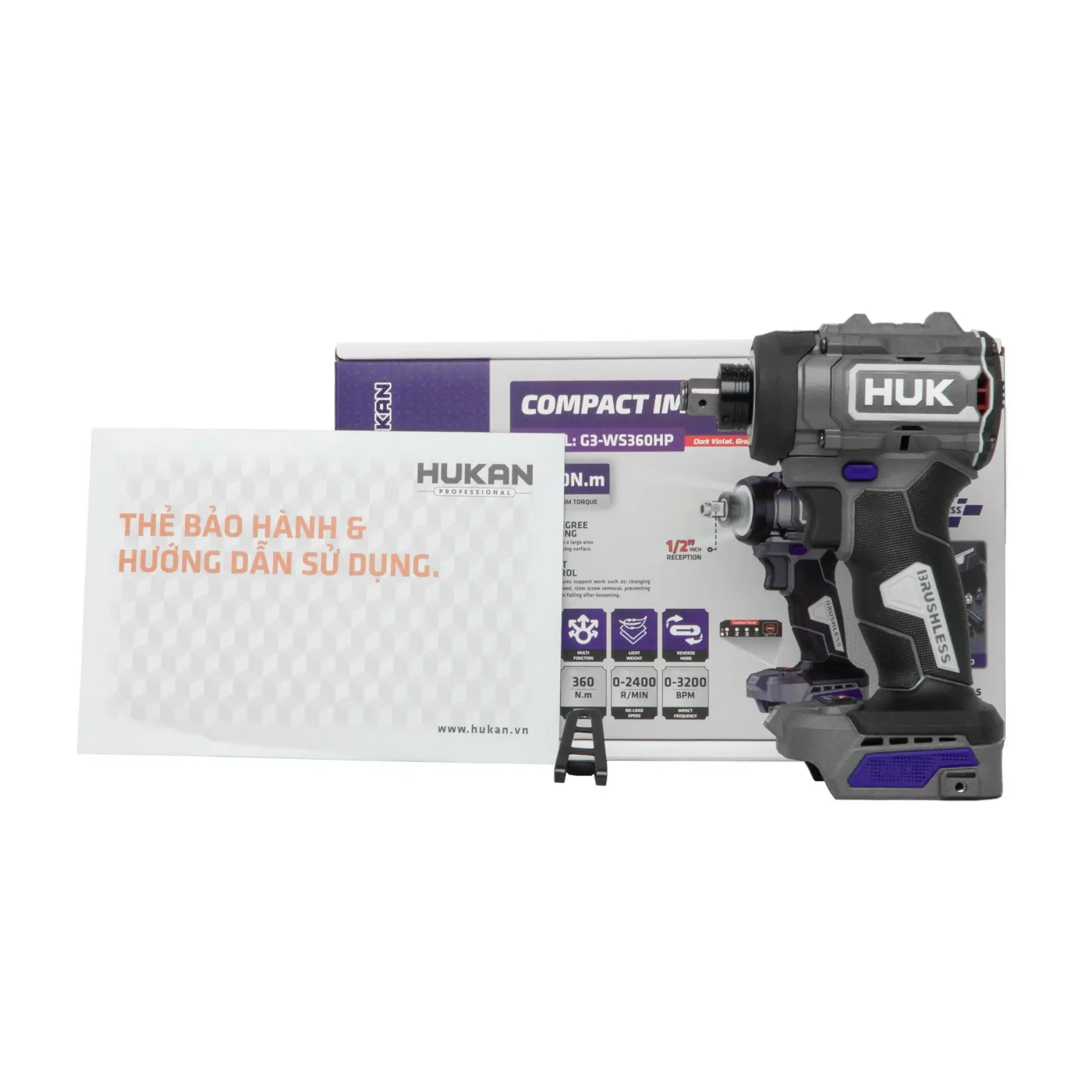 Thân Máy Siết Bulong Pin 21V Hukan G3-WS360HP Lực Siết 360Nm động Cơ Không Chổi Than