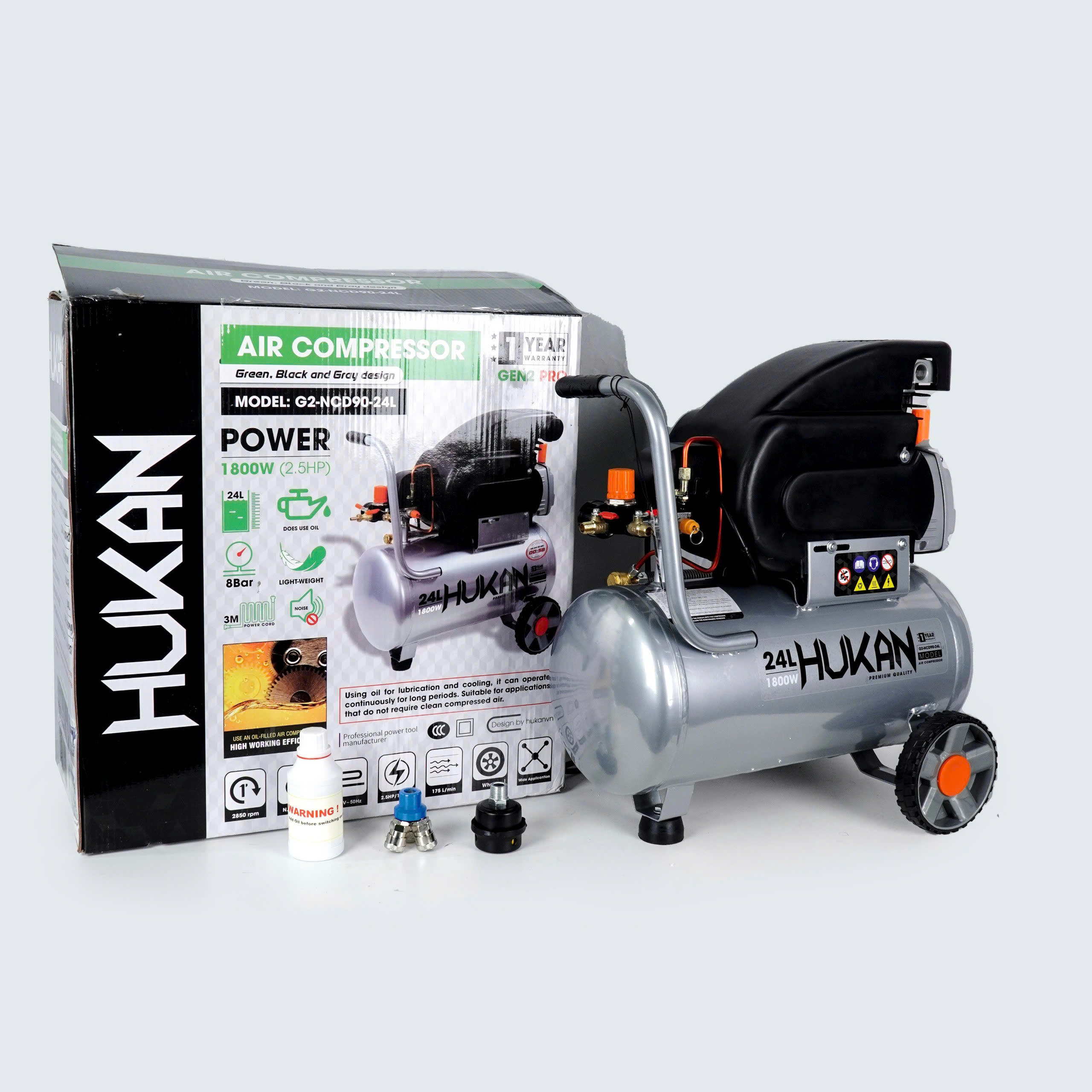 Máy Nén Khí Có Dầu Bình 24 Lít, Công Suất 2.5HP GEN2 PRO G2-NCD90-24L