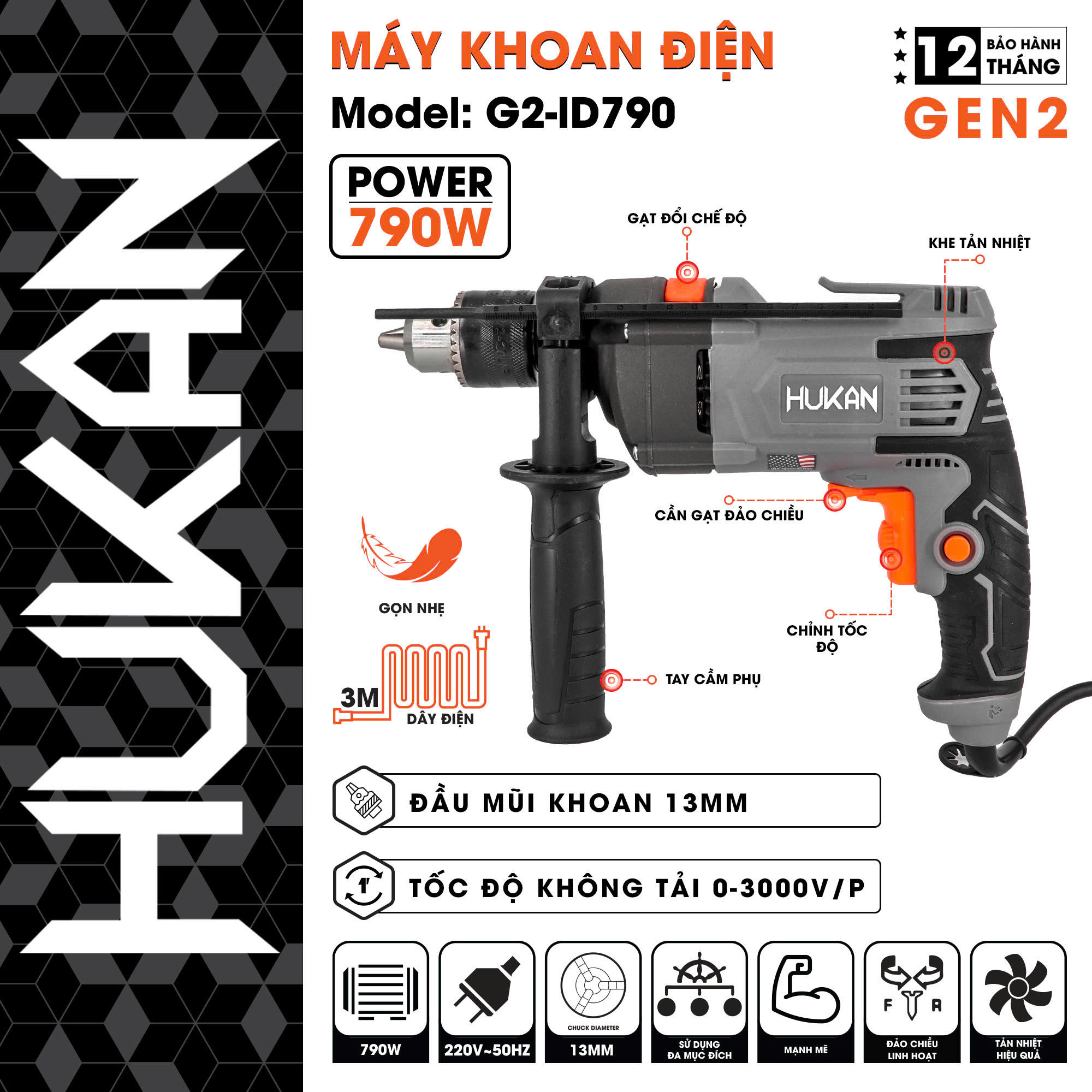 Máy Khoan điện 13mm GEN 2 G2-ID790
