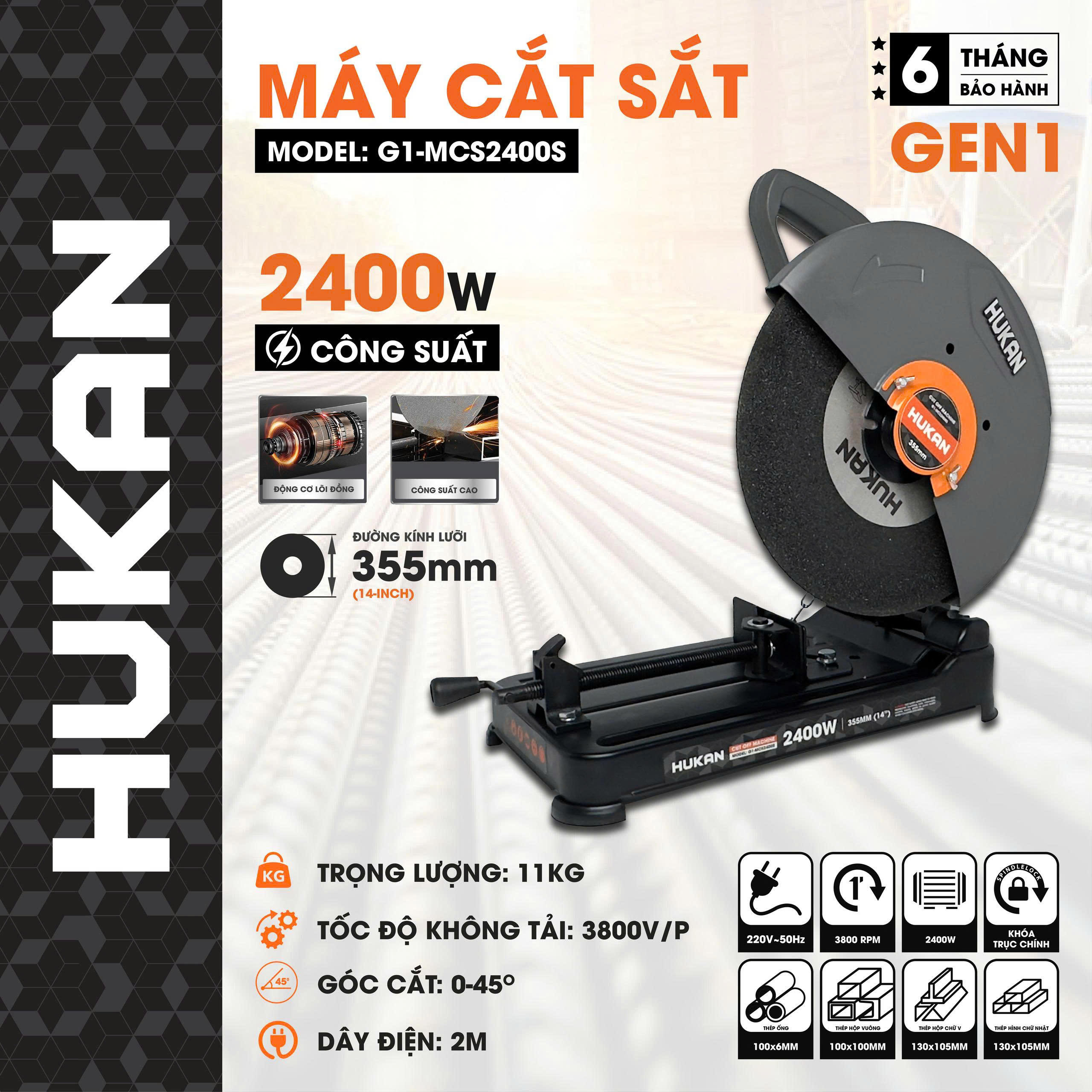 Máy Cắt Sắt HUKAN G1-MCS2400S Tốc Cao Giá Rẻ