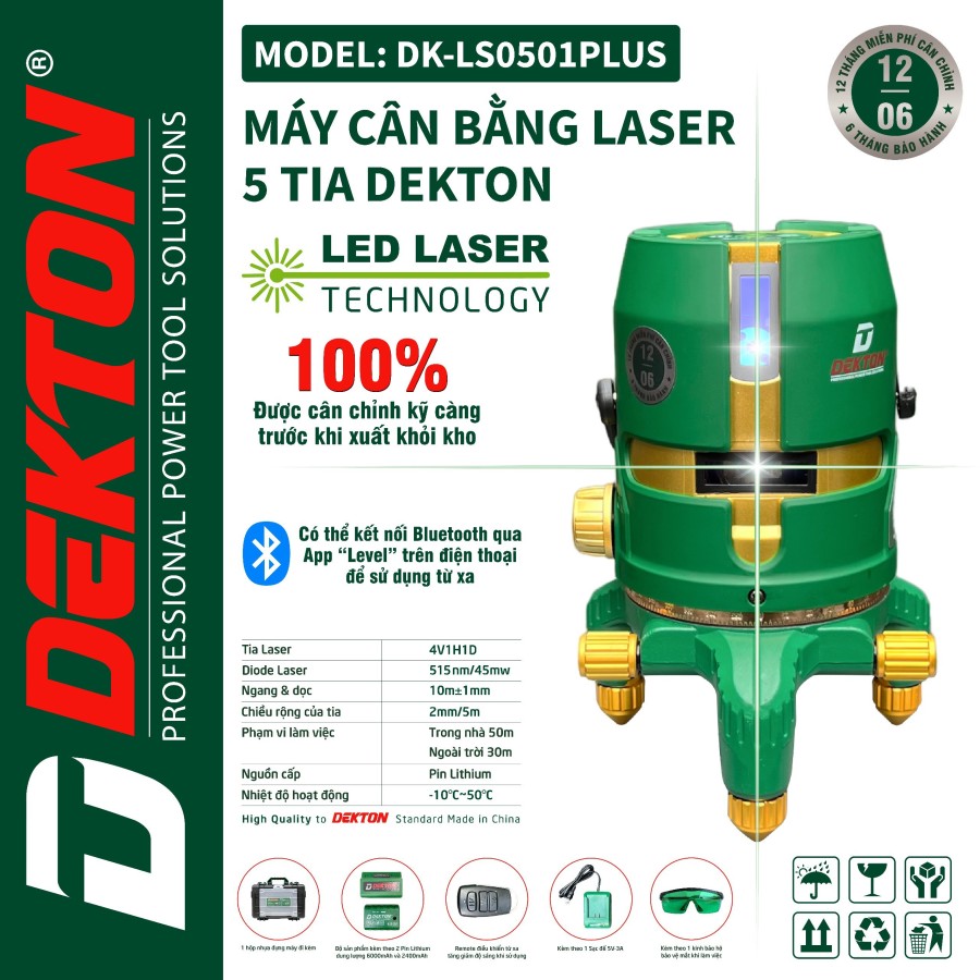 Máy Cân Bằng Laser 5 Tia DEKTON DK-LS0501PLUS