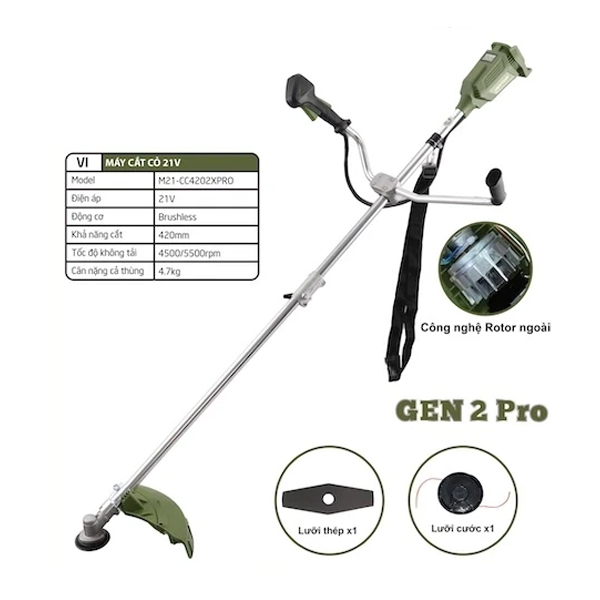 Máy Cắt Cỏ Pin 21V Dekton M21-CC4202XPRO, Gen 2 Pro, Động Cơ Không Chổi Than